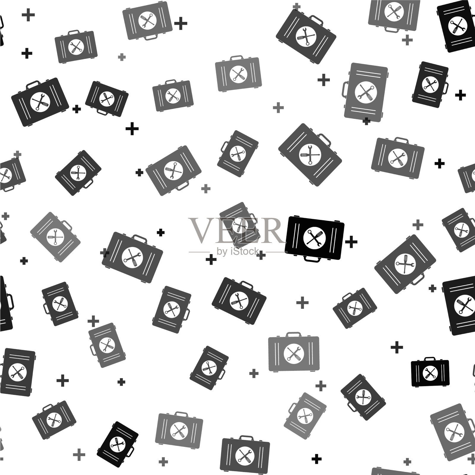 黑色工具箱图标无缝隔离模式上插画图片素材