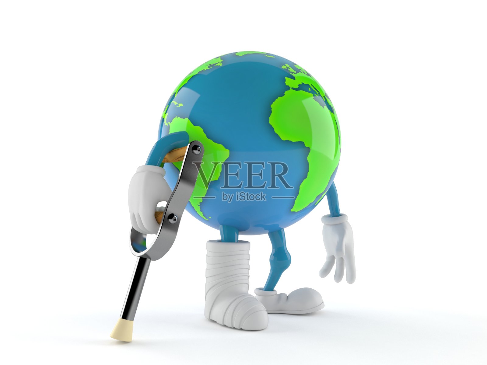 世界地球仪人物断了腿照片摄影图片