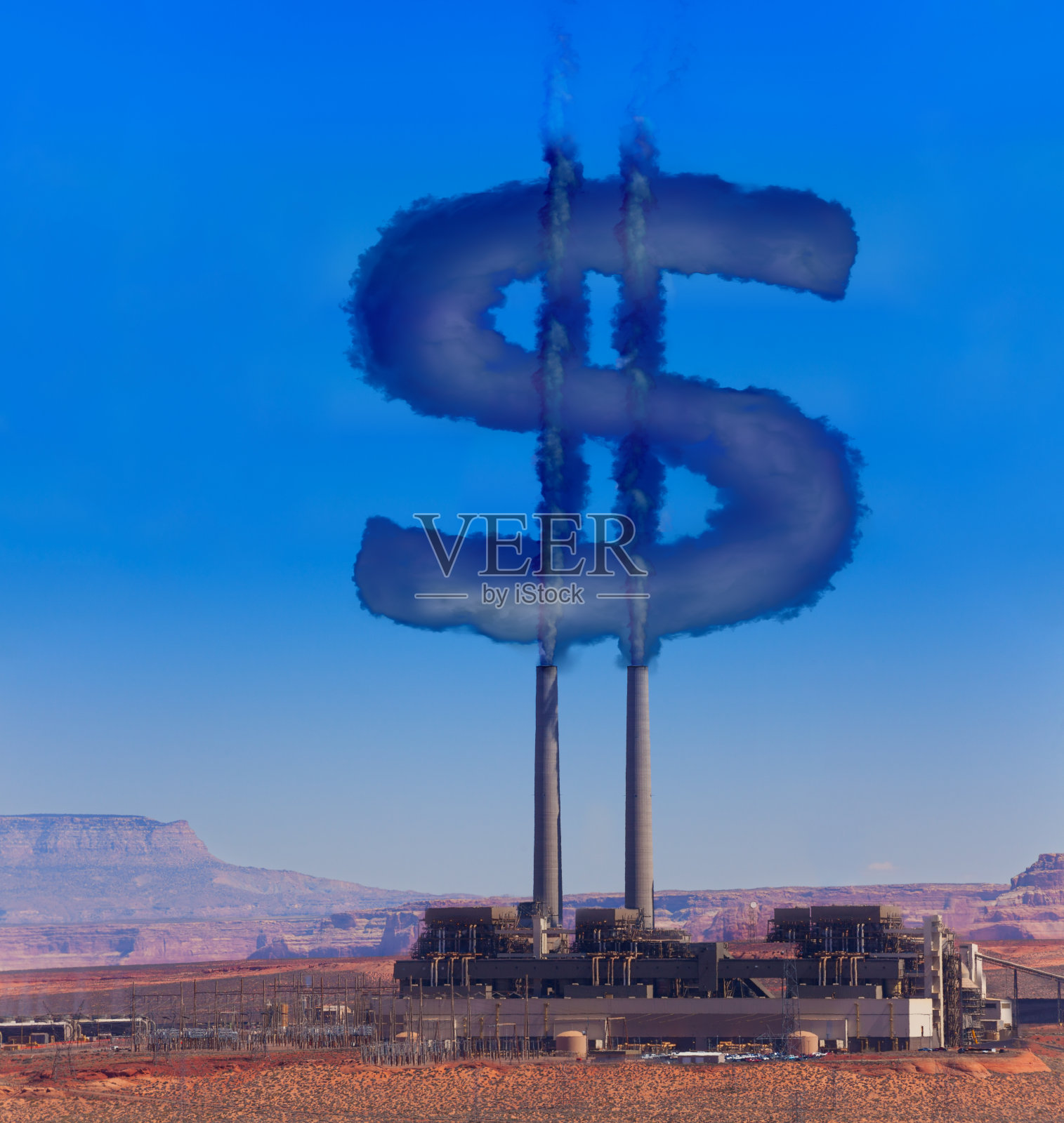 黑美元形状烟雾污染工厂概念照片摄影图片