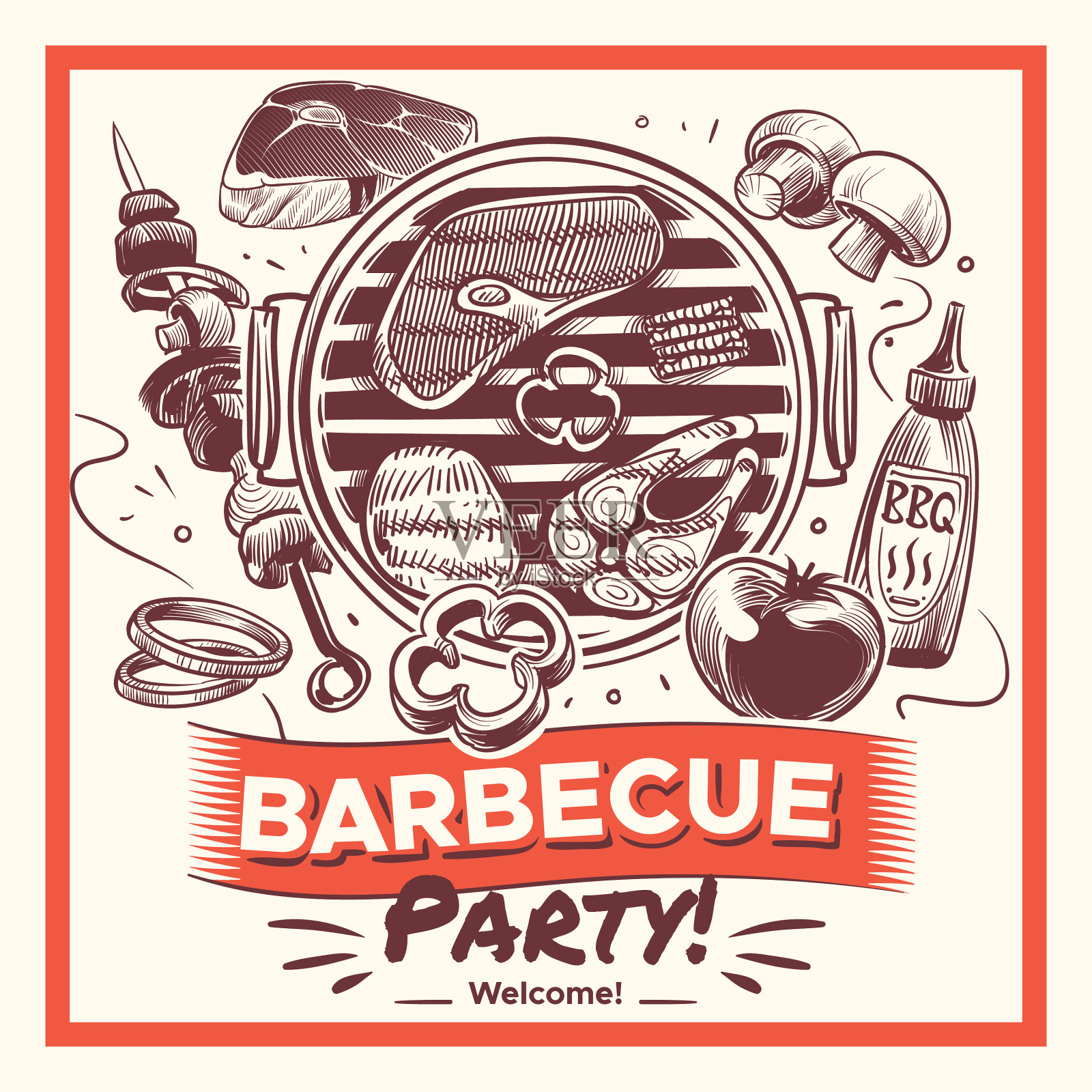 手绘烧烤烧烤食物插画图片素材