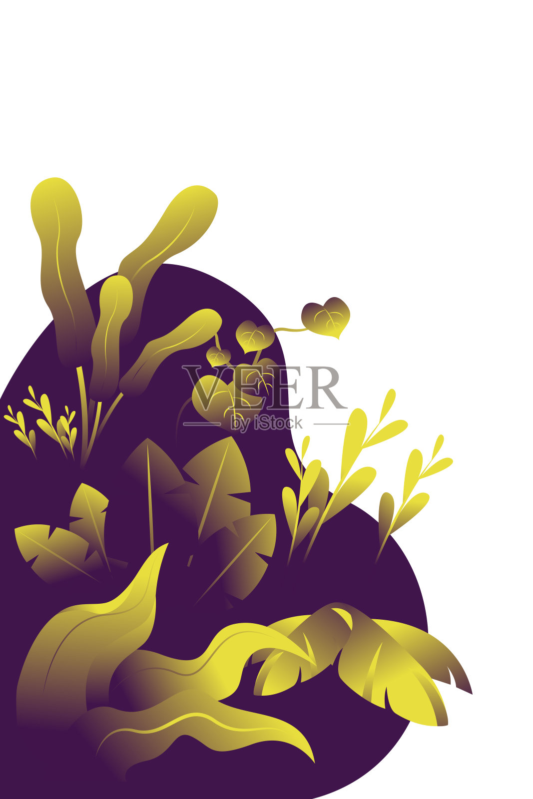 矢量垂直水下植物插画图片素材