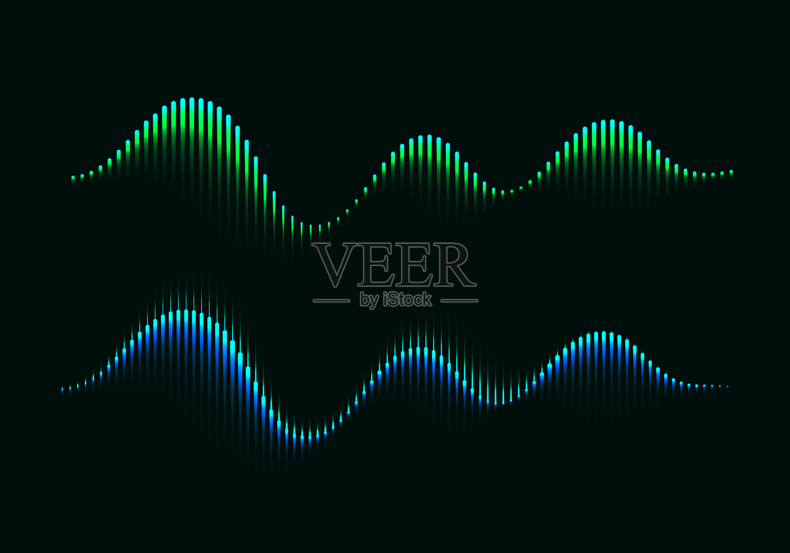 两个彩色现代均衡器。北极光矢量图。音乐波浪概念符号。设计元素图片