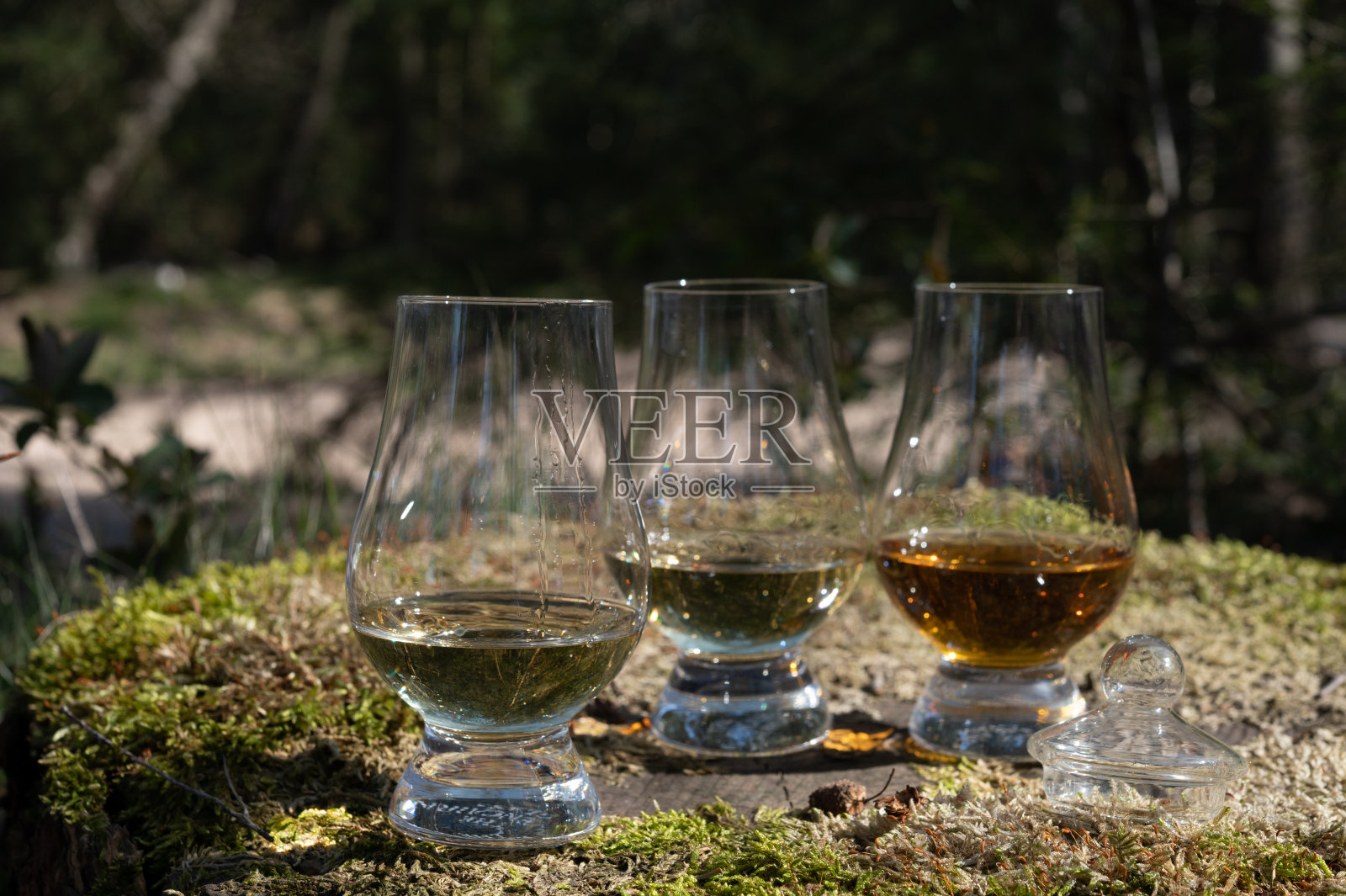 品尝来自艾雷岛的单一麦芽威士忌，是苏格兰所有威士忌中味道最浓烈的照片摄影图片