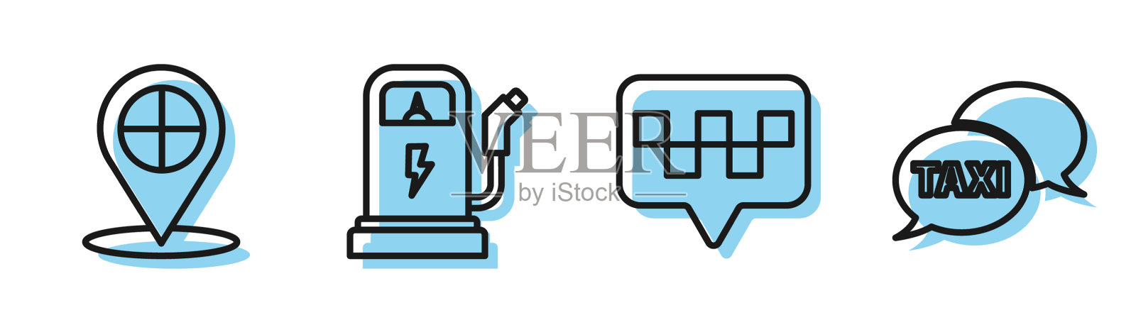 设置路线地图指针与出租车地图指针与图标素材