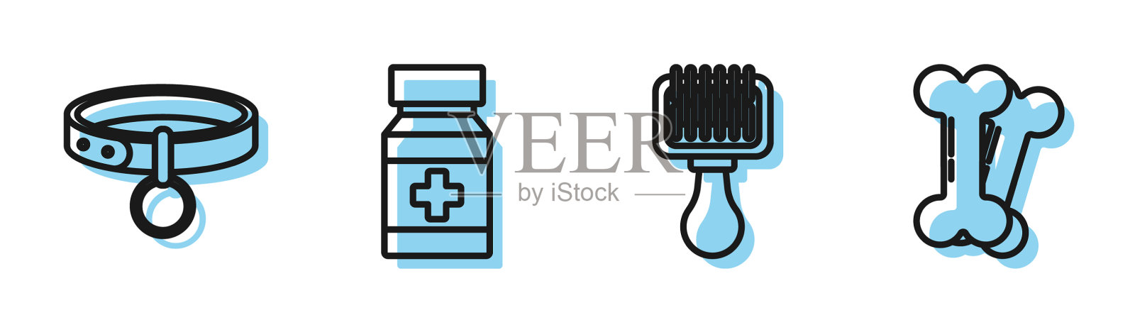设线毛刷用于狗和猫的项圈插画图片素材