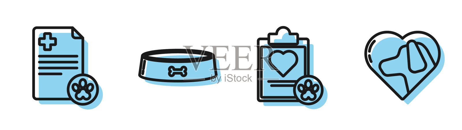 设置带有医疗临床记录的直线剪贴板插画图片素材