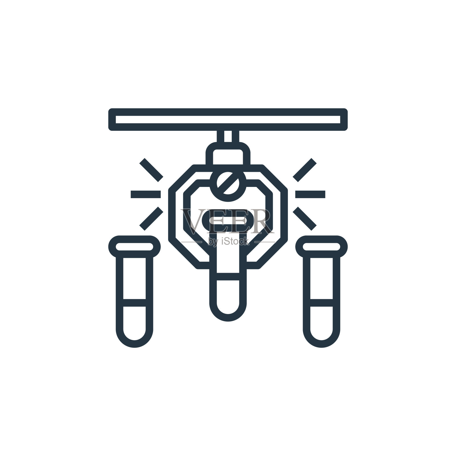 医学研究矢量图标。医学研究可编辑中风。医学研究线性符号，用于网页和移动应用程序，标志，印刷媒体。细线说明。矢量孤立轮廓绘制。插画图片素材