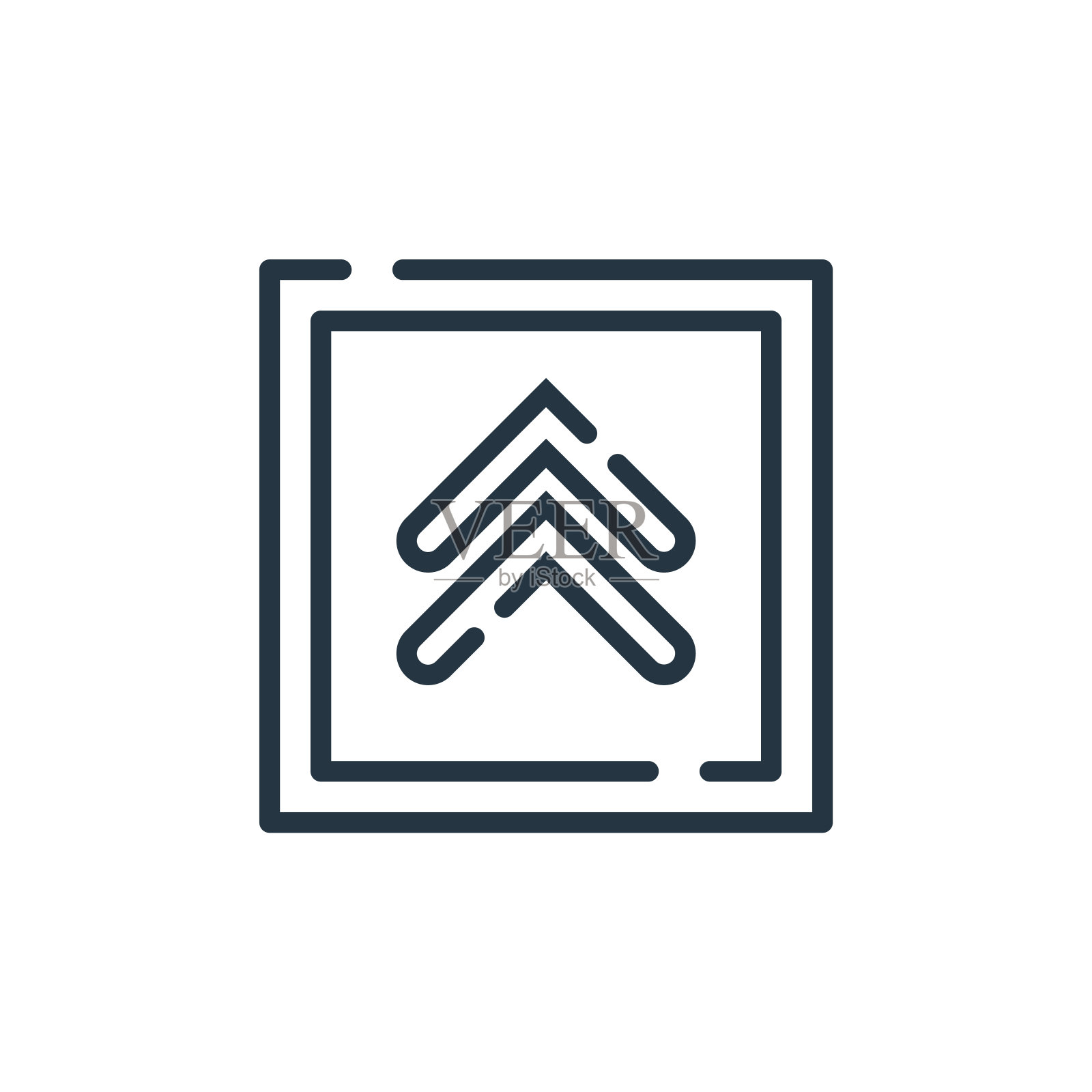 向上箭头矢量图标。向上箭头可编辑的描边。向上箭头线性符号，用于web和移动应用程序，标志，印刷媒体。细线说明。矢量孤立轮廓绘制。图标素材