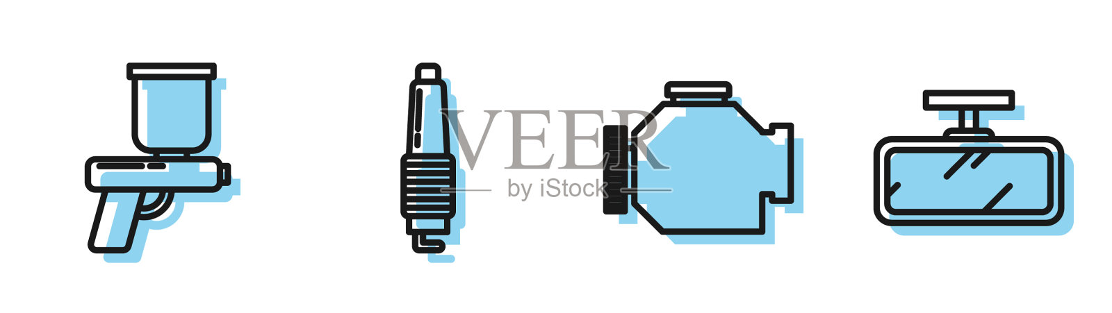 设线检查发动机喷漆枪车火花插画图片素材