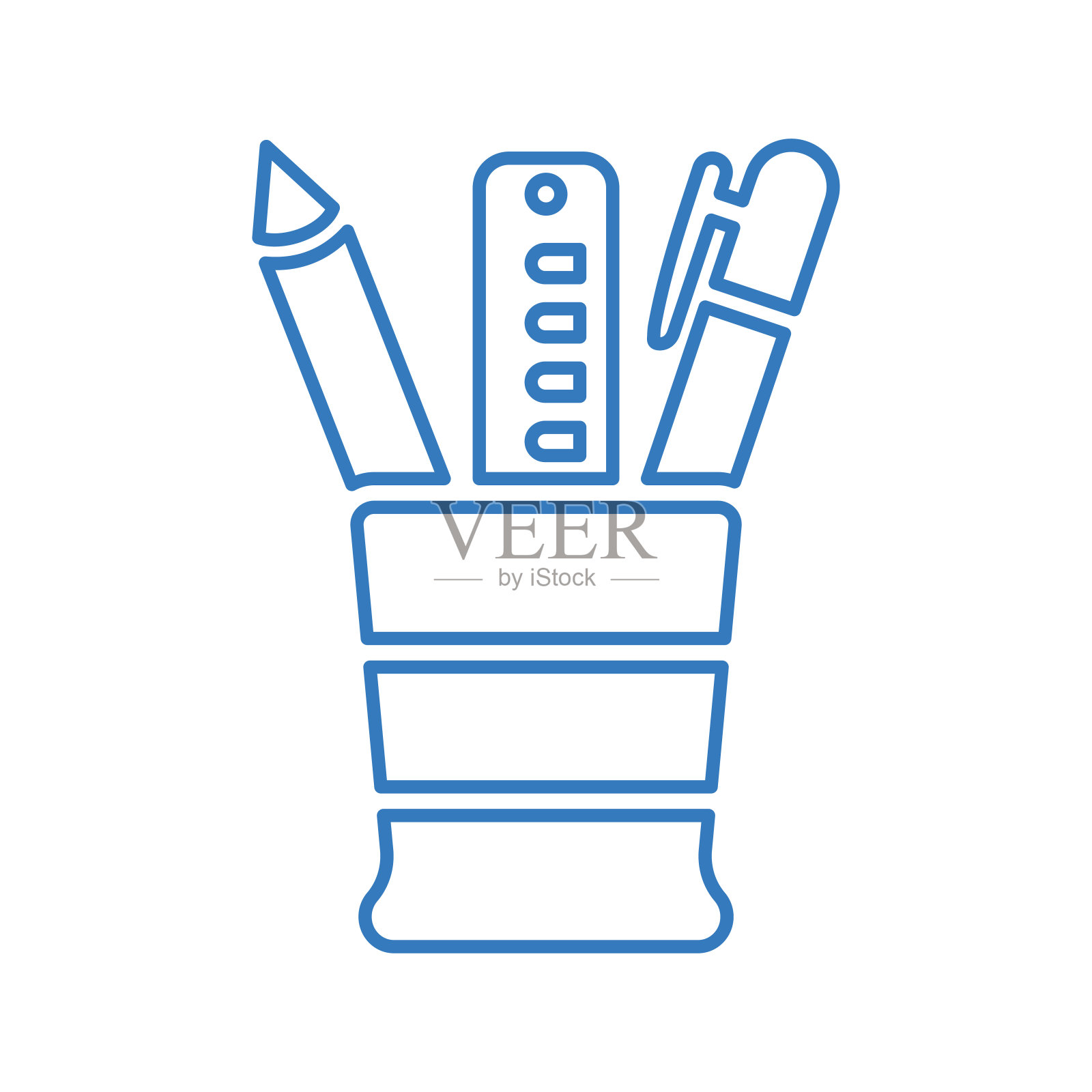 笔筒线条图标，文具容器图标素材