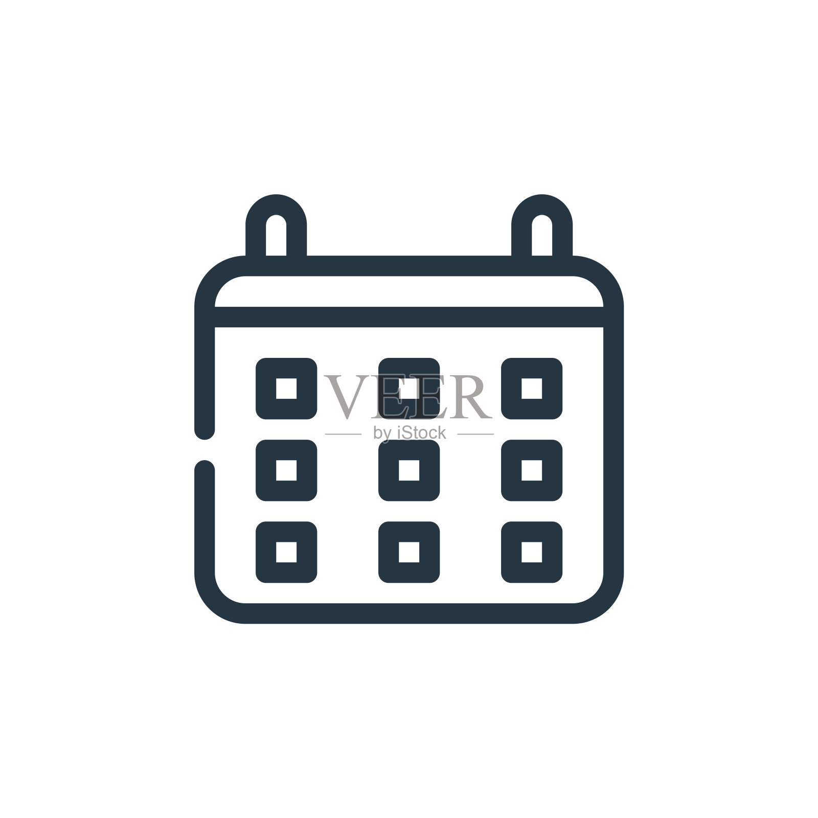 日历矢量图标。日历可编辑的中风。日历线性符号，用于网页和移动应用程序，标志，印刷媒体。细线说明。矢量孤立轮廓绘制。插画图片素材