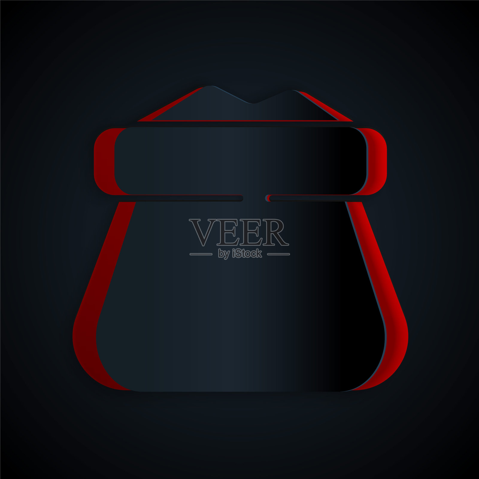 剪纸全袋图标孤立在黑色背景。纸艺术风格。向量插画图片素材