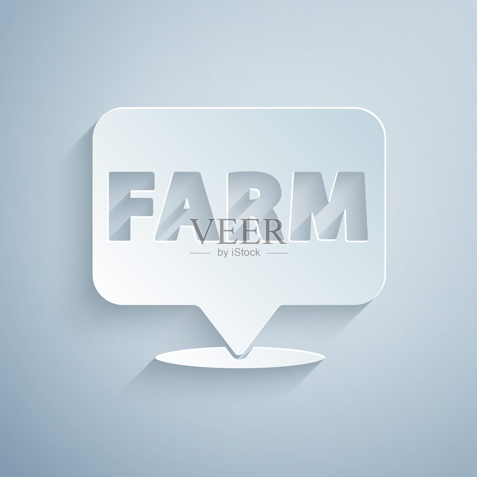 农场图标孤立在灰色背景上。纸艺术风格。向量插画图片素材