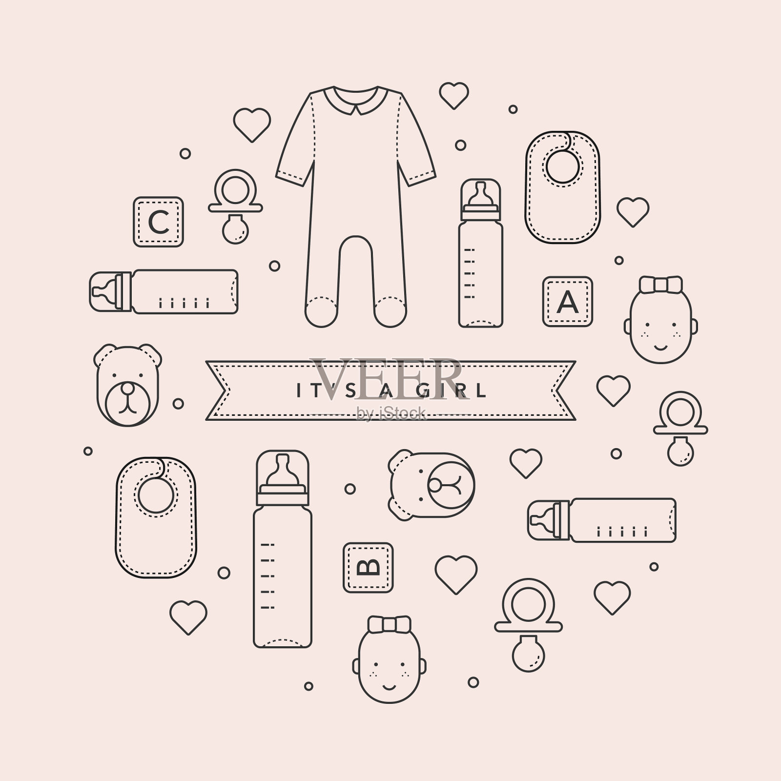 这是一张女孩宝宝送礼卡插画图片素材