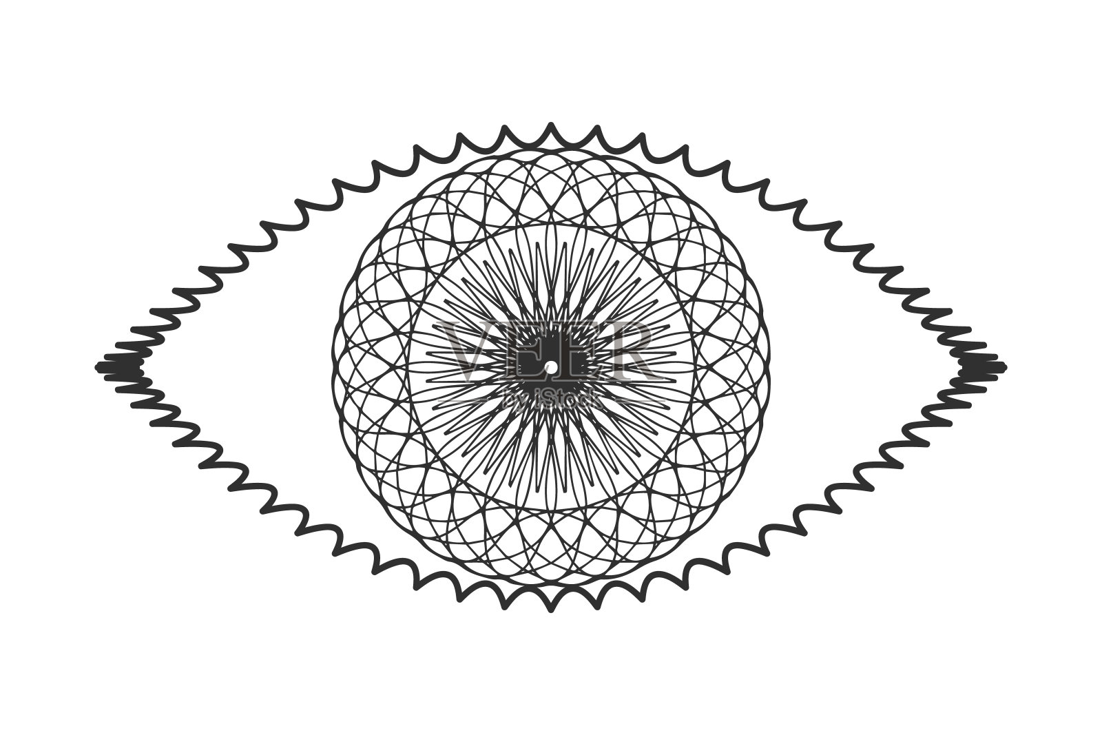 涂鸦眼与曼荼罗孤立在白色。手绘线条艺术。草图矢量股票插图。每股收益10插画图片素材