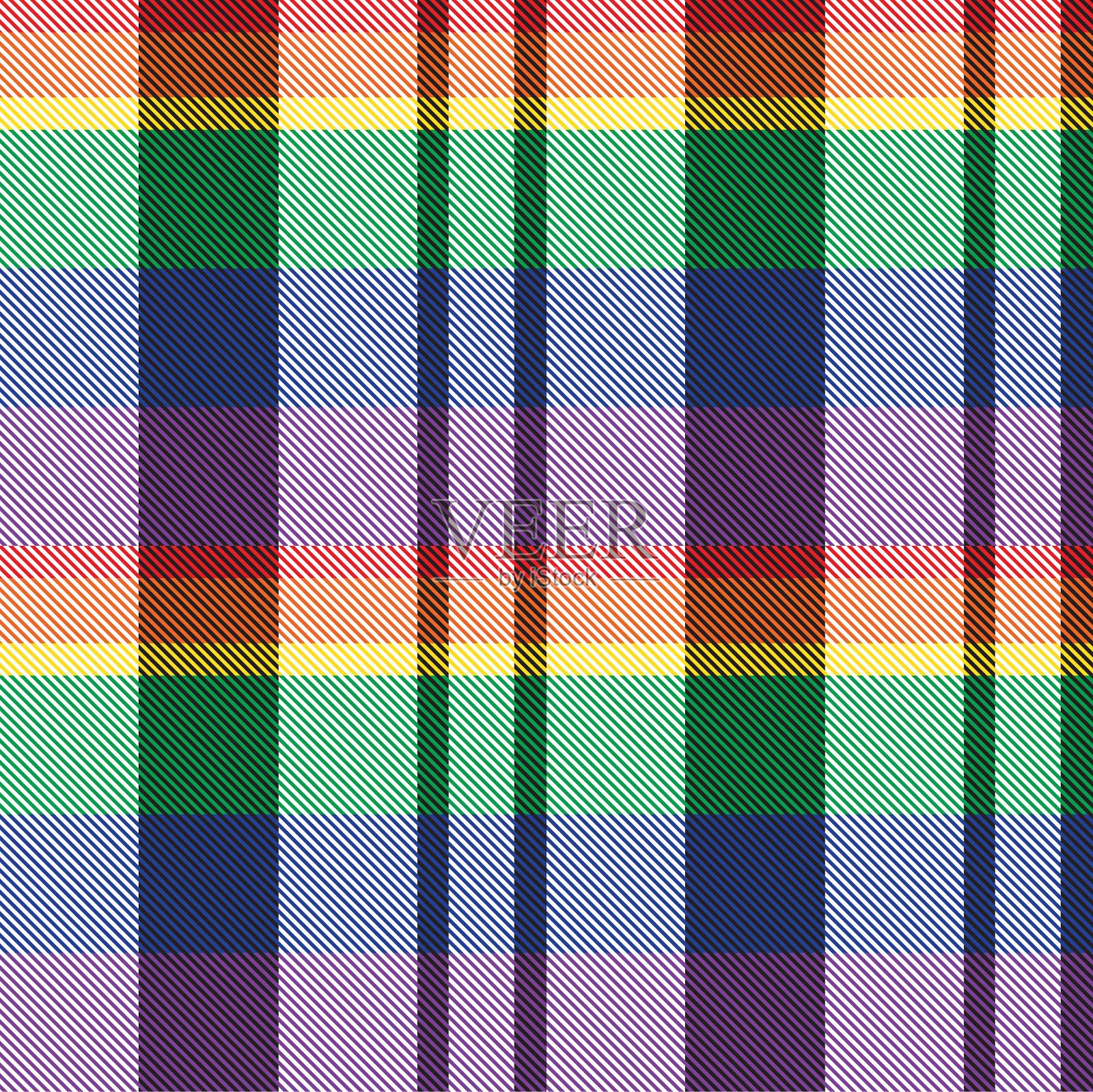 彩虹格子呢格子无缝格子图案插画图片素材