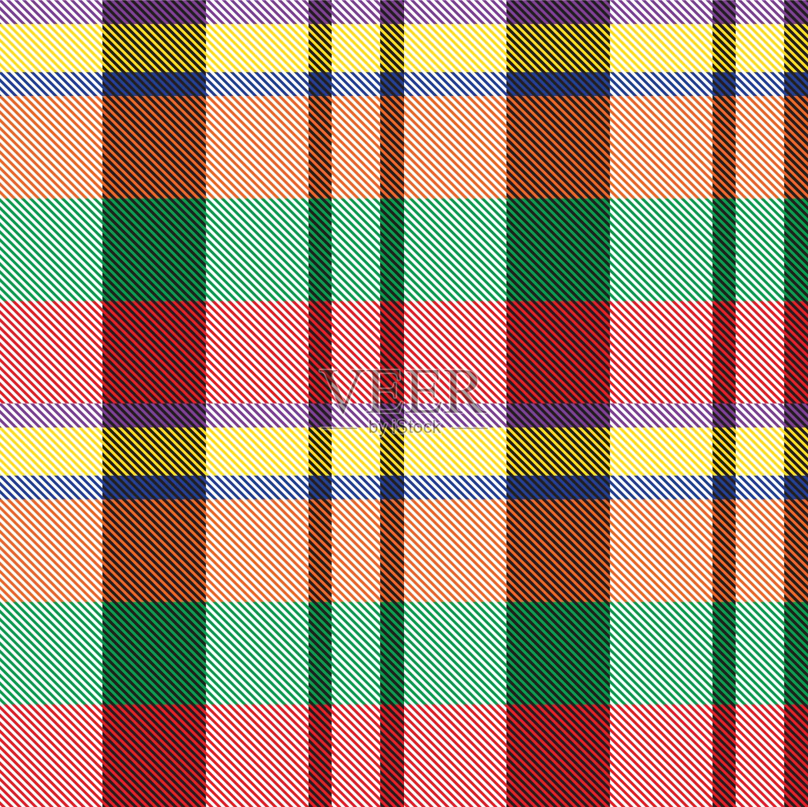 彩虹格子呢格子无缝格子图案插画图片素材