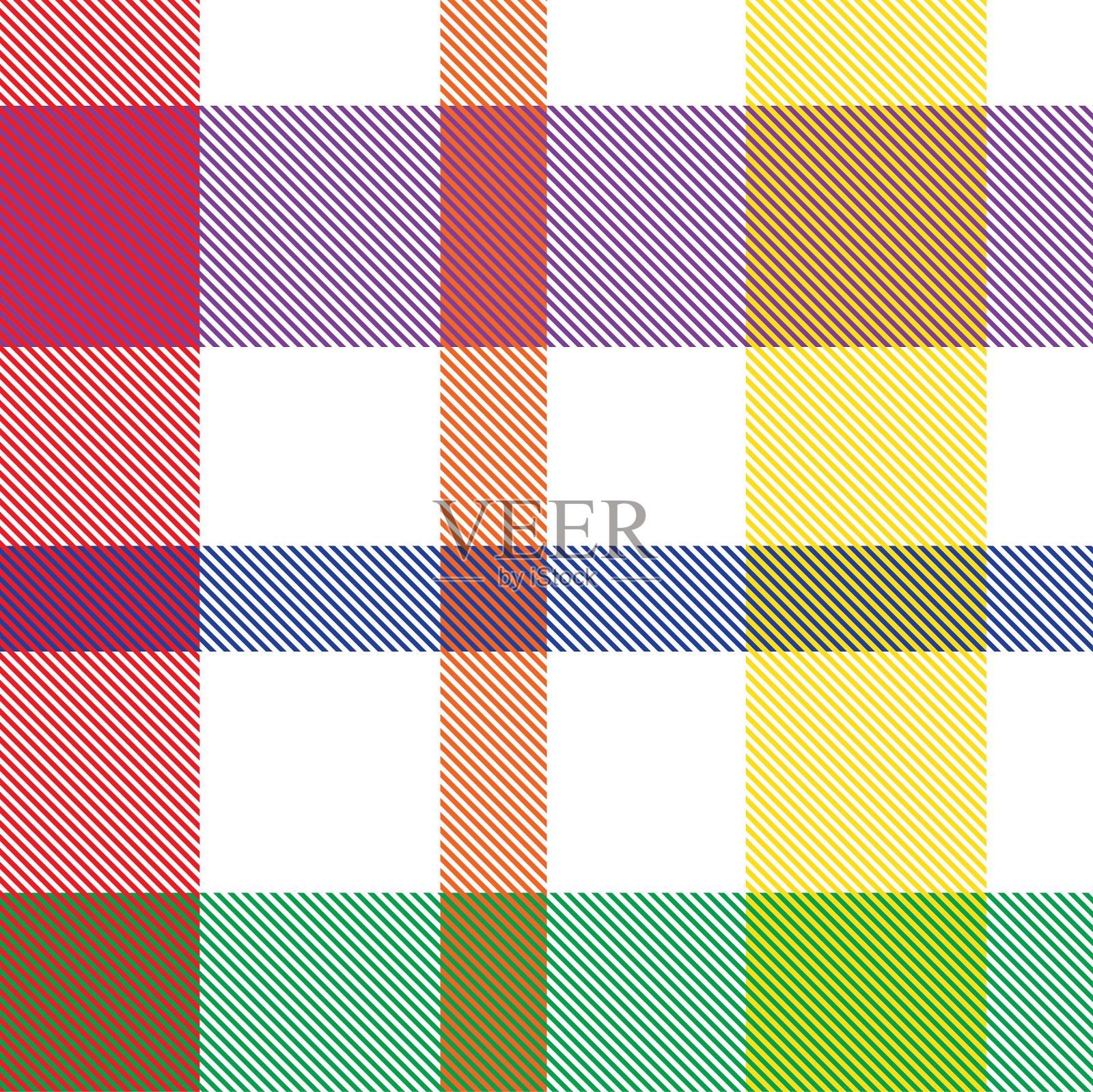 彩虹格子呢格子无缝格子图案插画图片素材