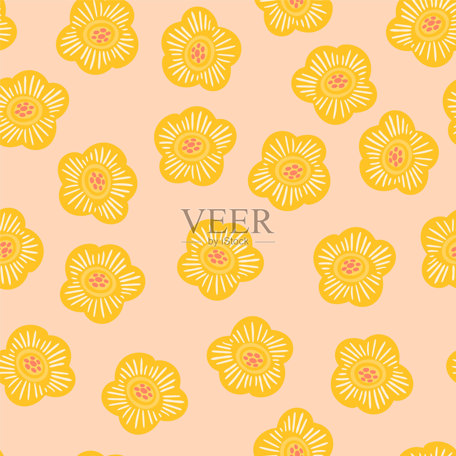 民间花卉无缝图案。现代抽象设计插画图片素材