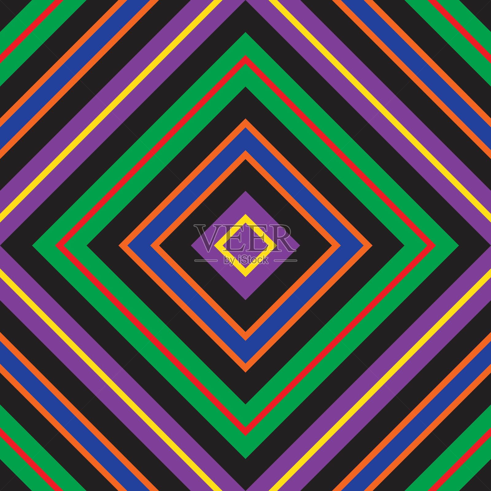 彩虹菱形斜条纹无缝图案背景插画图片素材