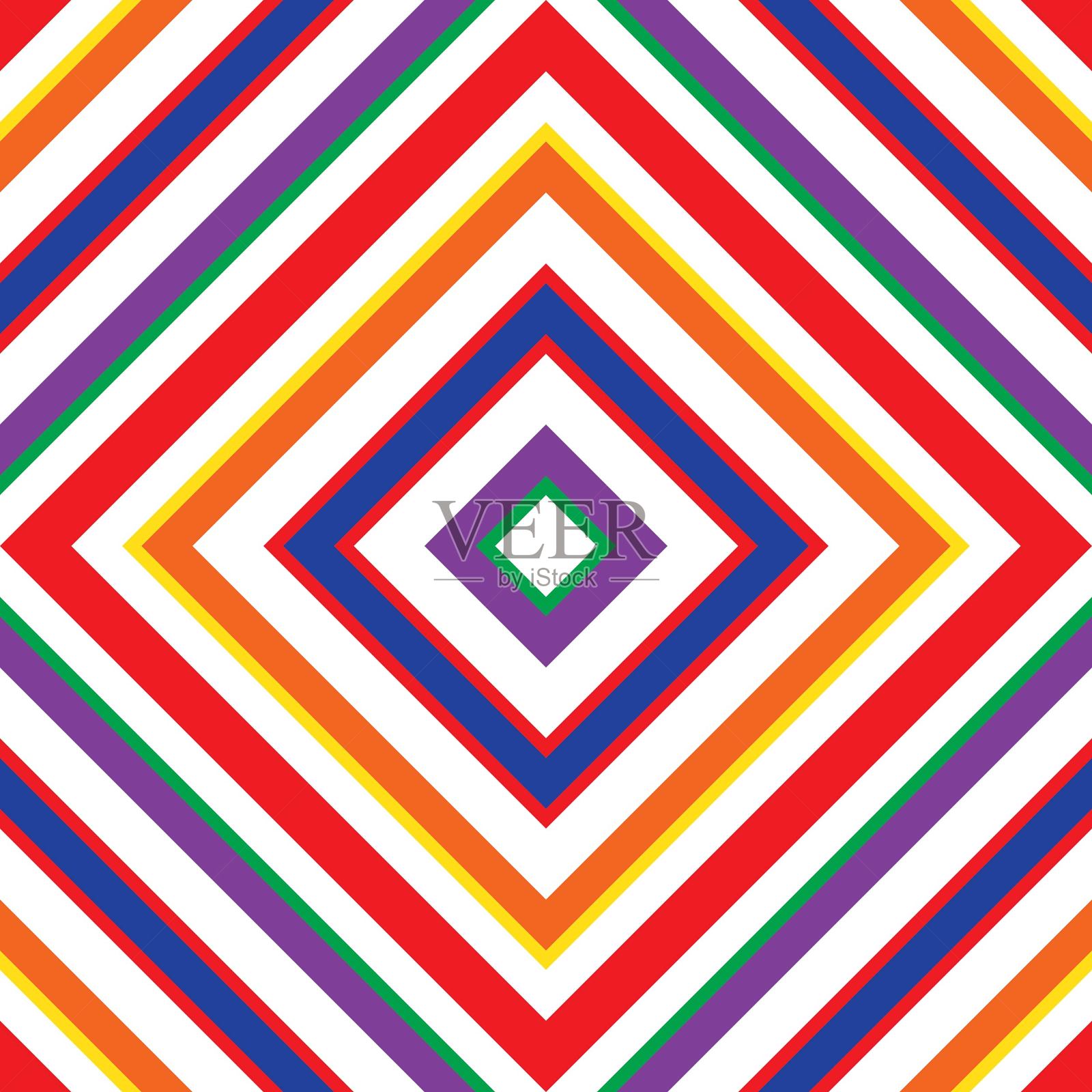 彩虹菱形斜条纹无缝图案背景插画图片素材