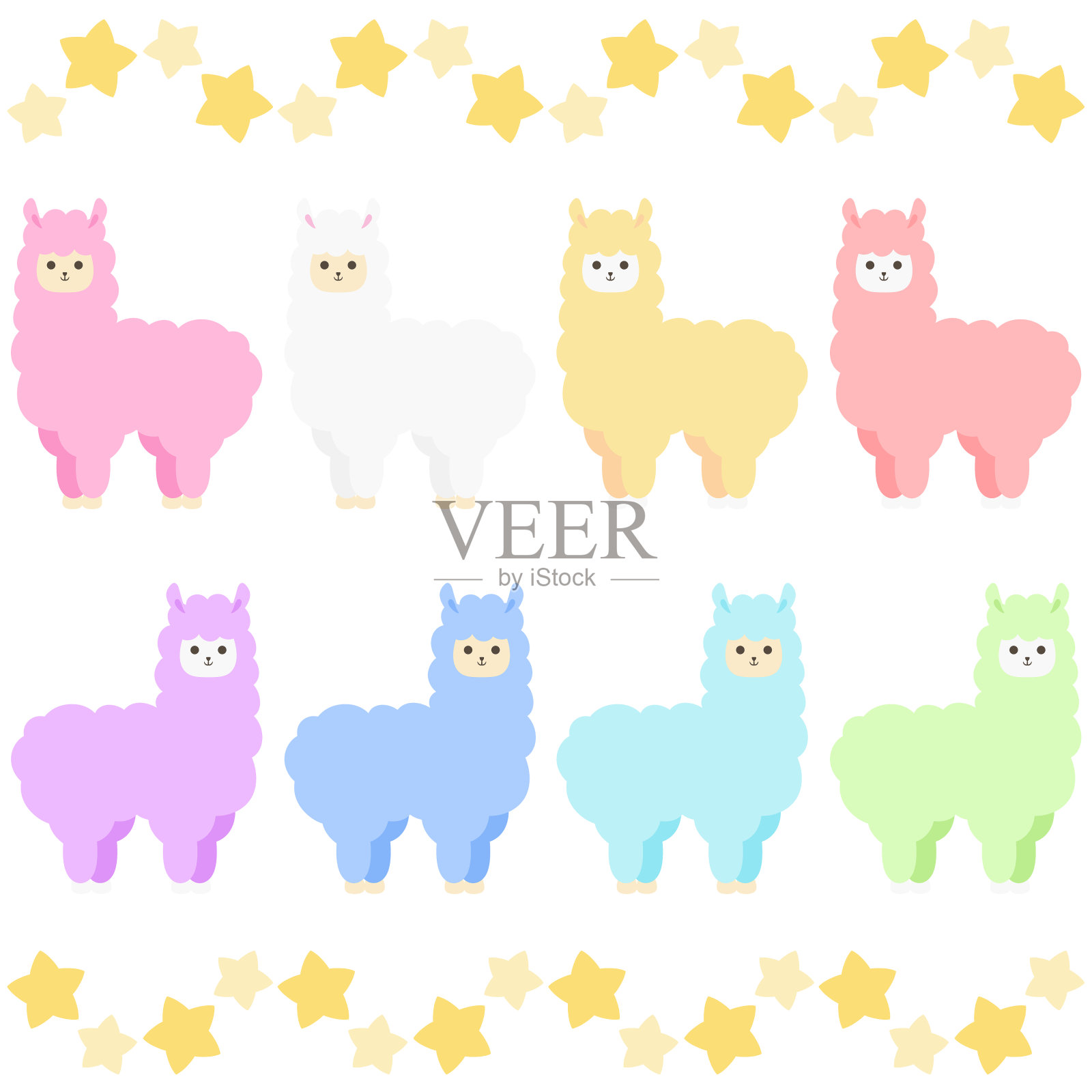 色彩斑斓的羊驼插画图片素材