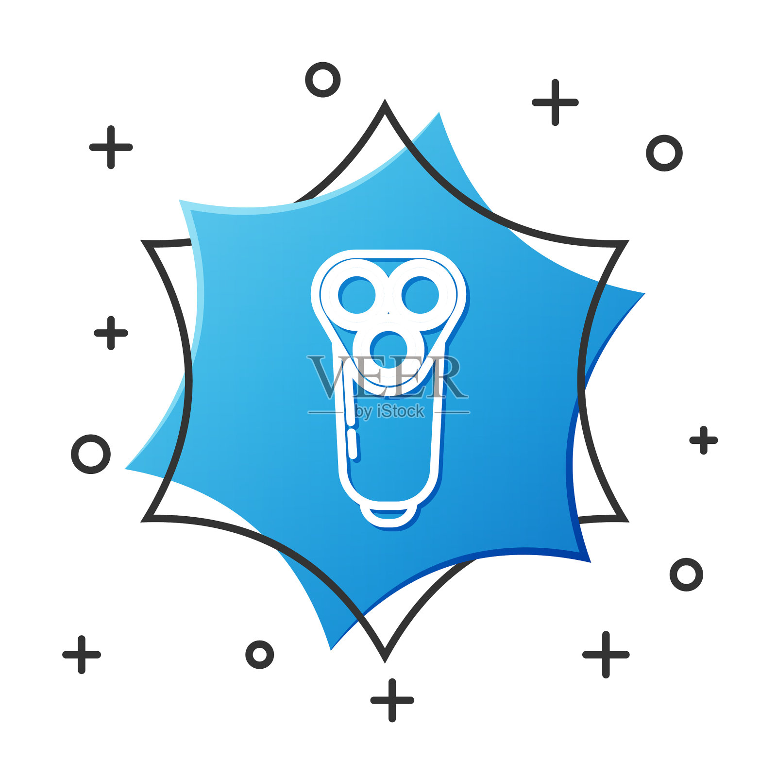 白线电动剃须刀片为男士的图标插画图片素材