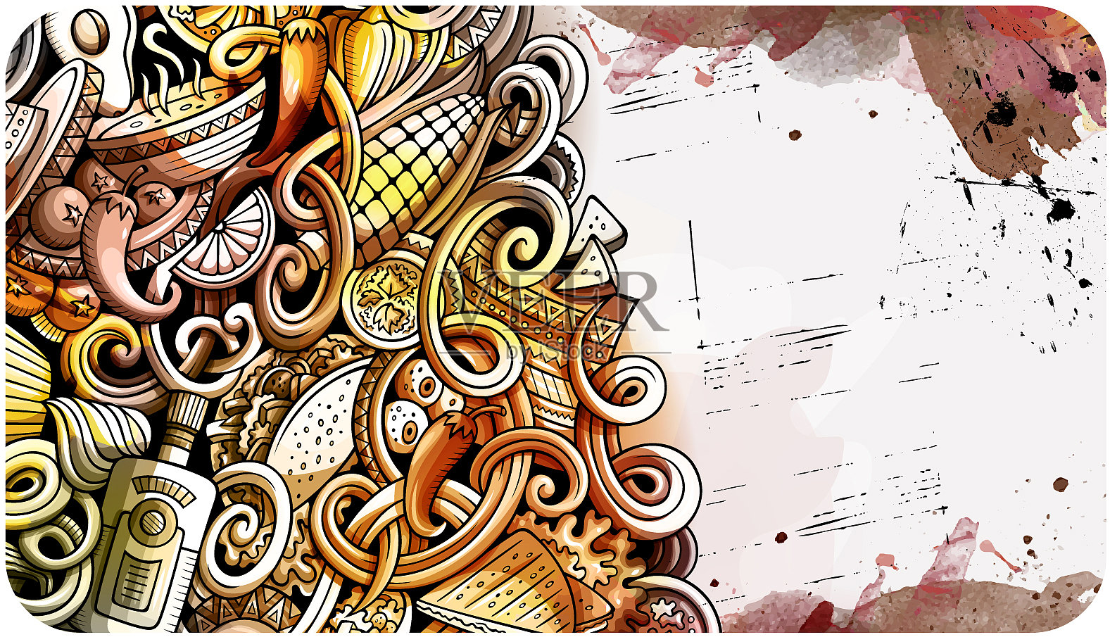 墨西哥美食手绘涂鸦横幅卡通插画图片素材