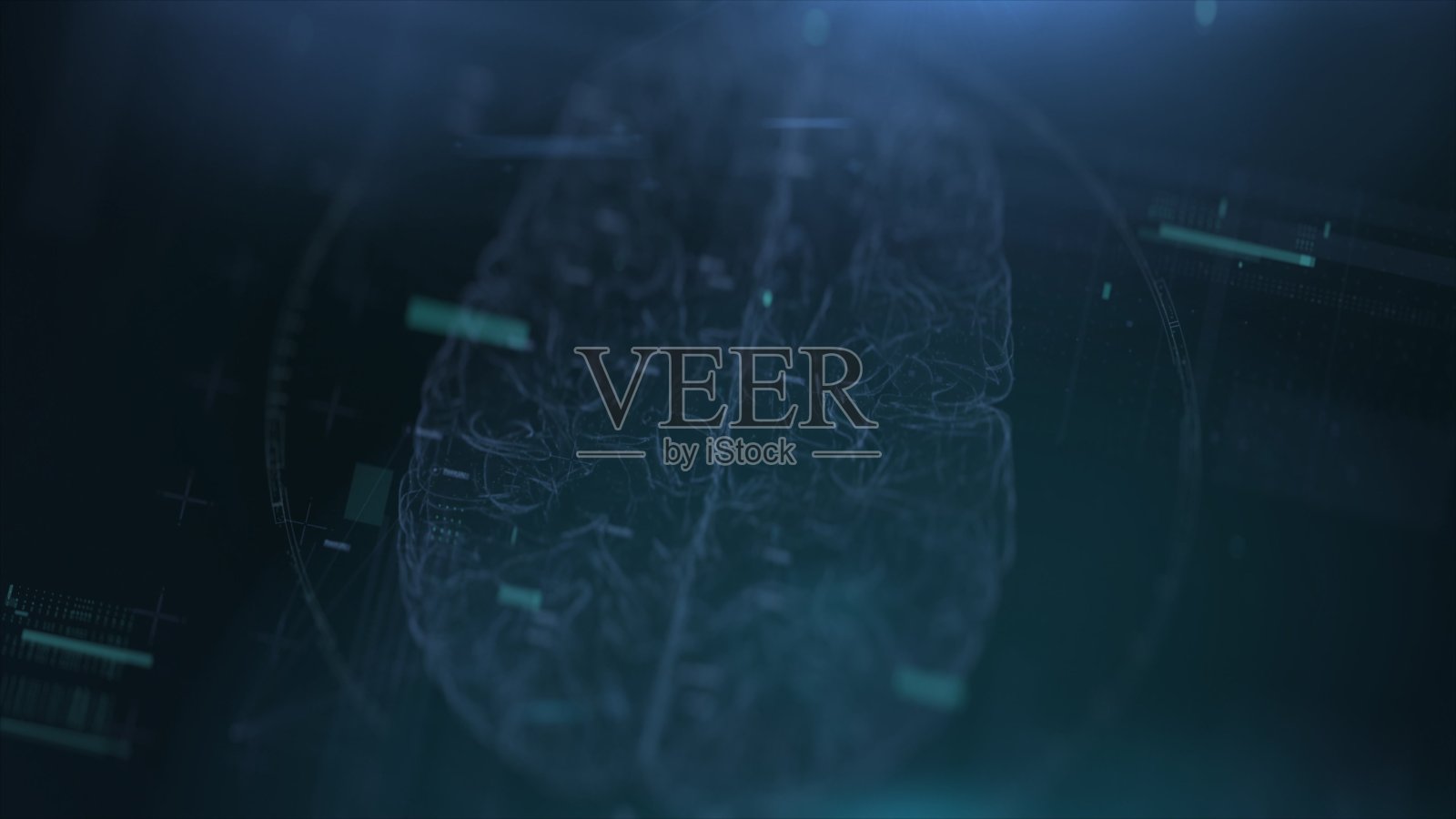 人工智能和头脑风暴的概念。3D渲染大脑动画，数据挖掘，深度学习现代计算机技术概念。照片摄影图片