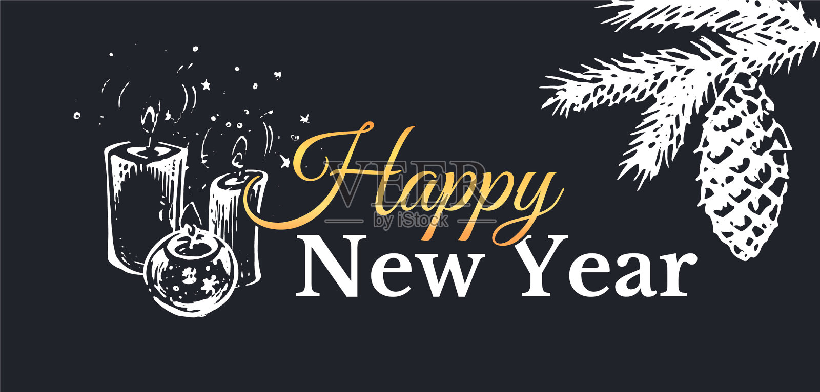 新年快乐手绘卡片插画图片素材