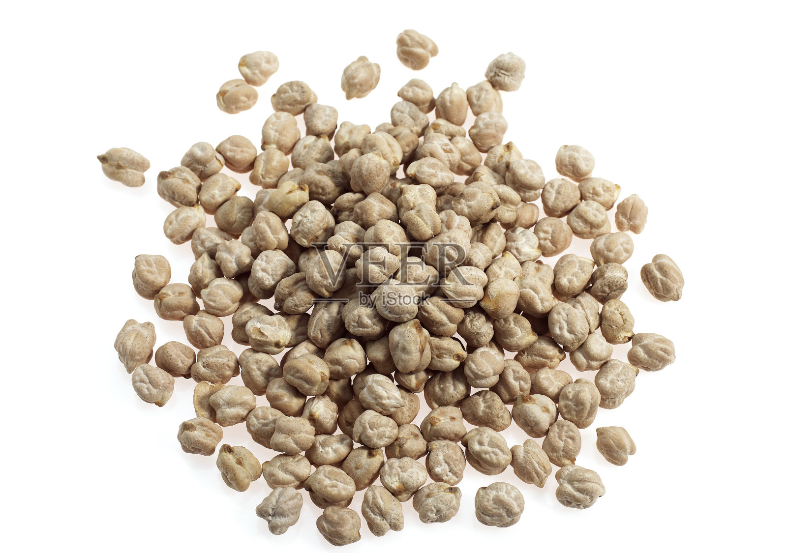 白背景下的鹰嘴豆，羊角豆照片摄影图片