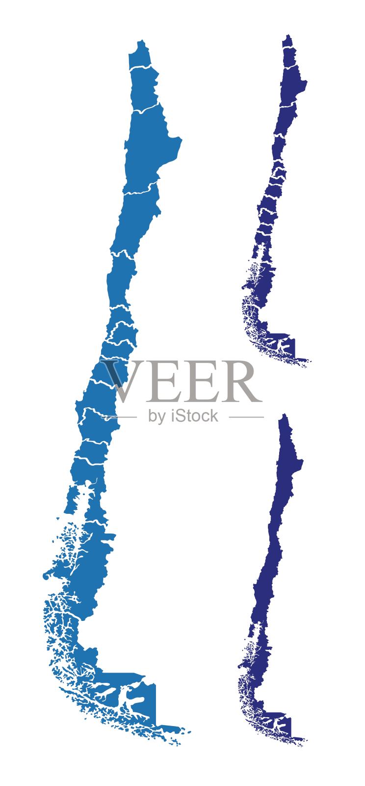 智利的地图插画图片素材