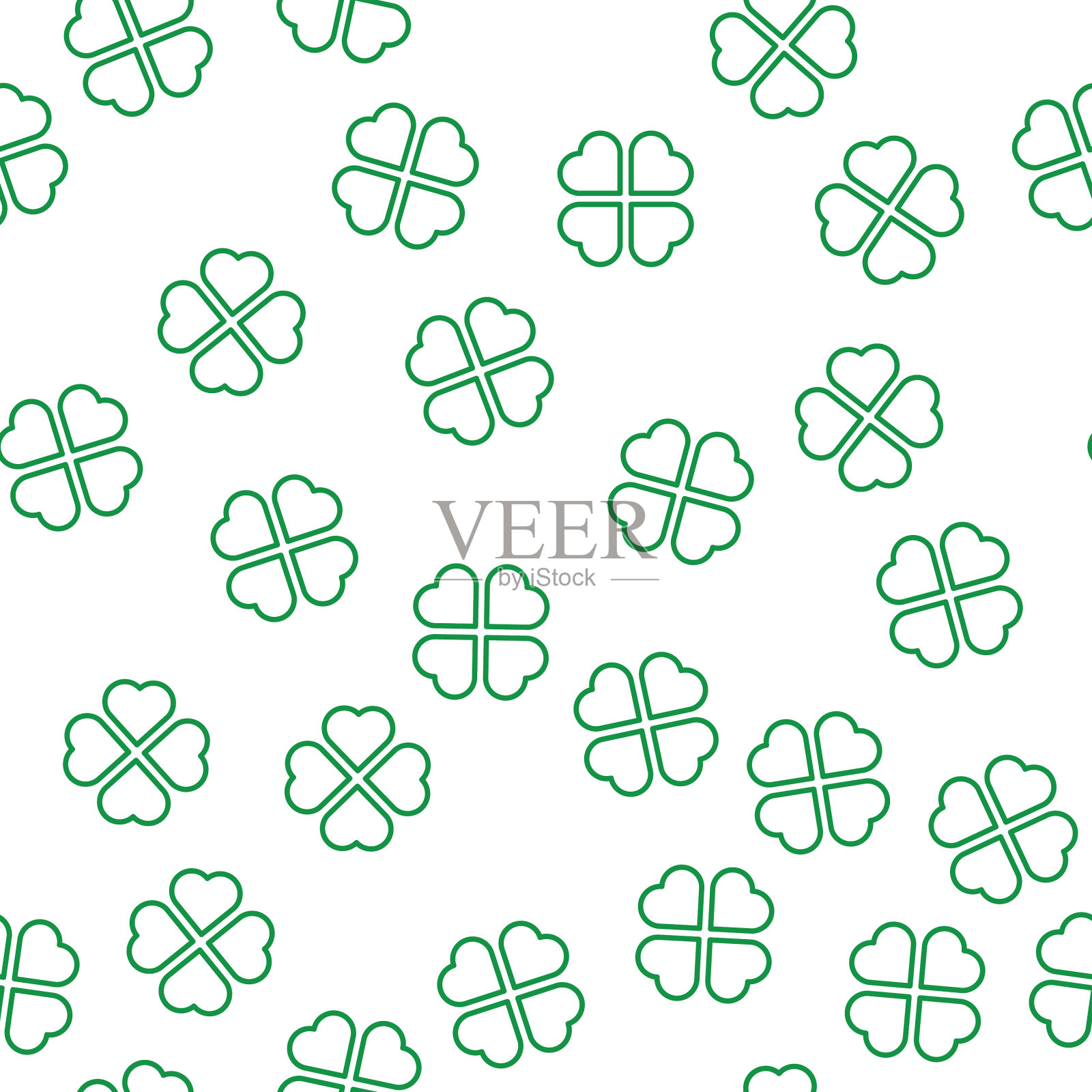 绿色三叶草无缝图案的背景插画图片素材