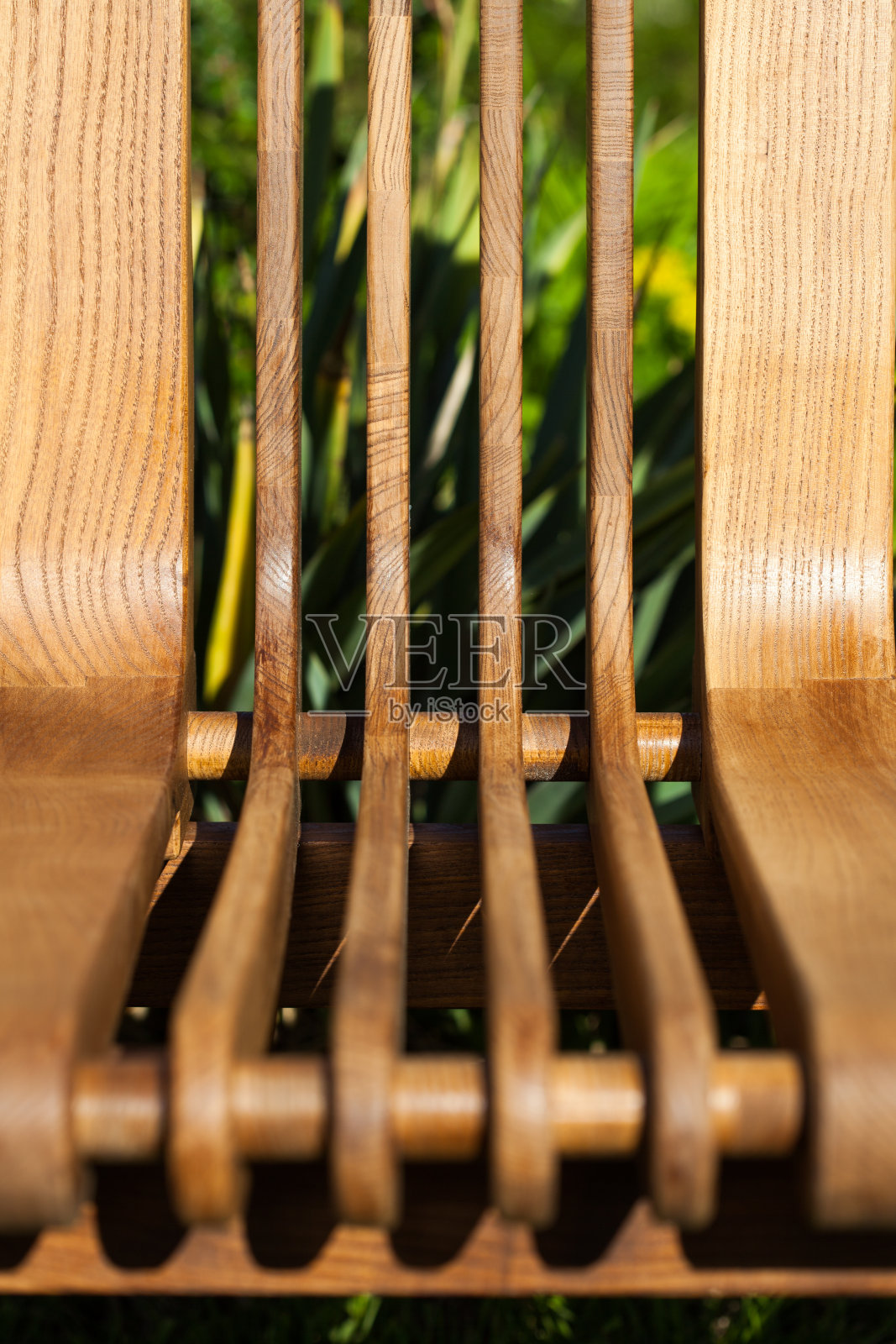 花园里的公园长椅。照片摄影图片