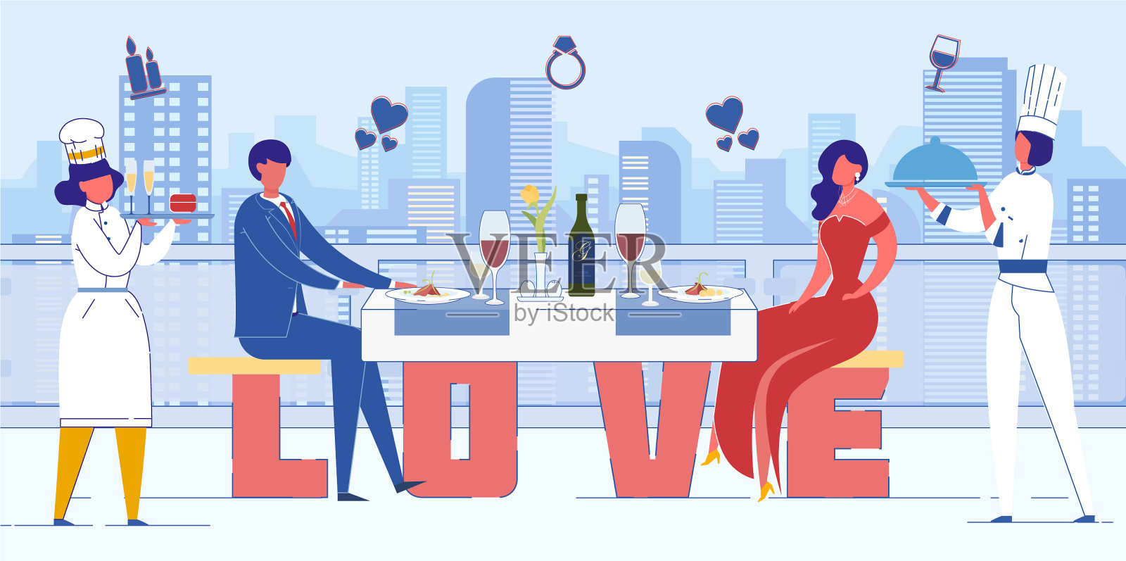 爱浪漫关系字概念横幅插画图片素材