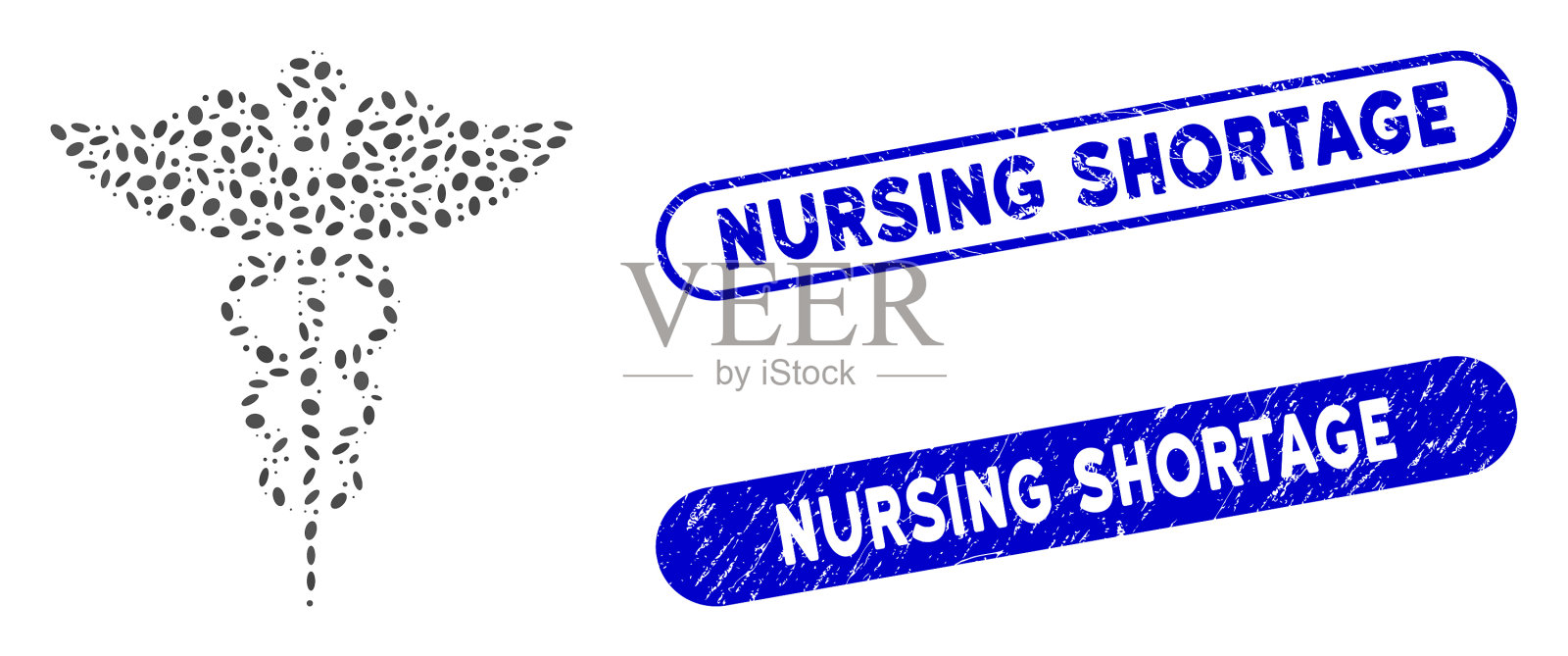 椭圆镶嵌画药杖符号用插画图片素材