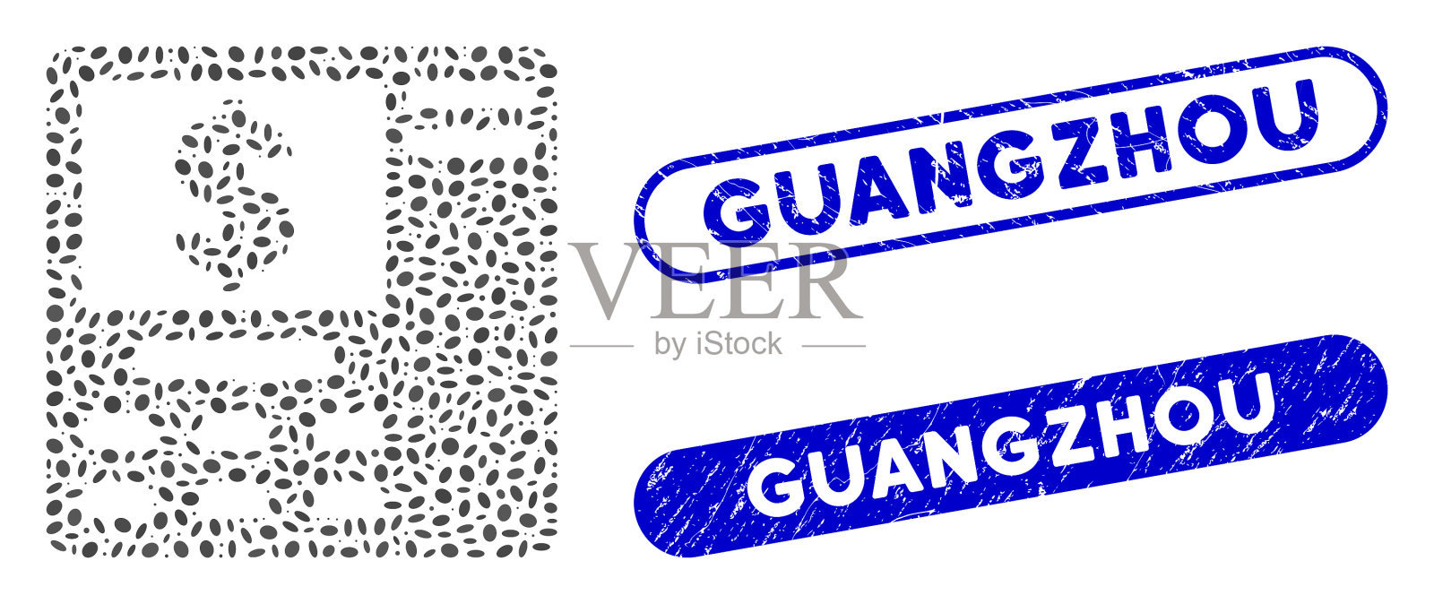 椭圆马赛克美元ATM与刮花插画图片素材