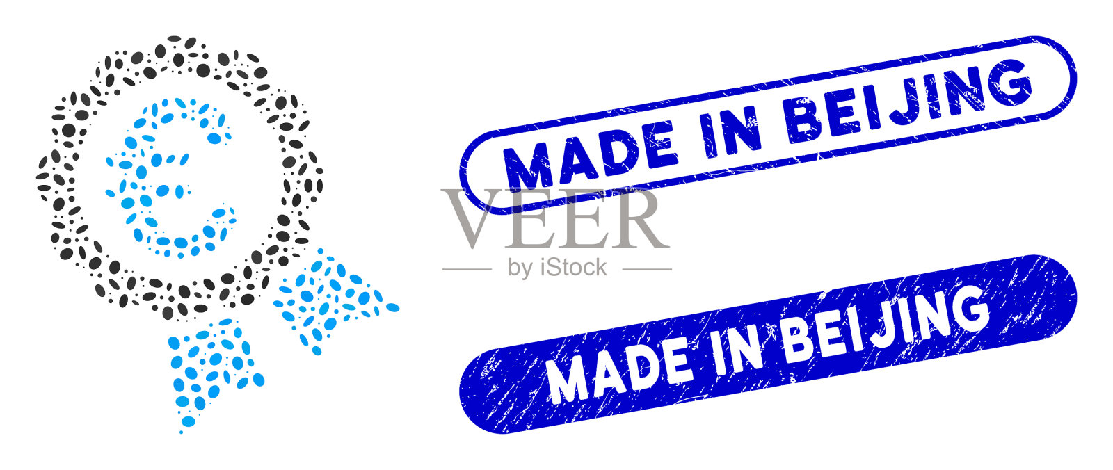 椭圆马赛克欧元保证密封与垃圾插画图片素材