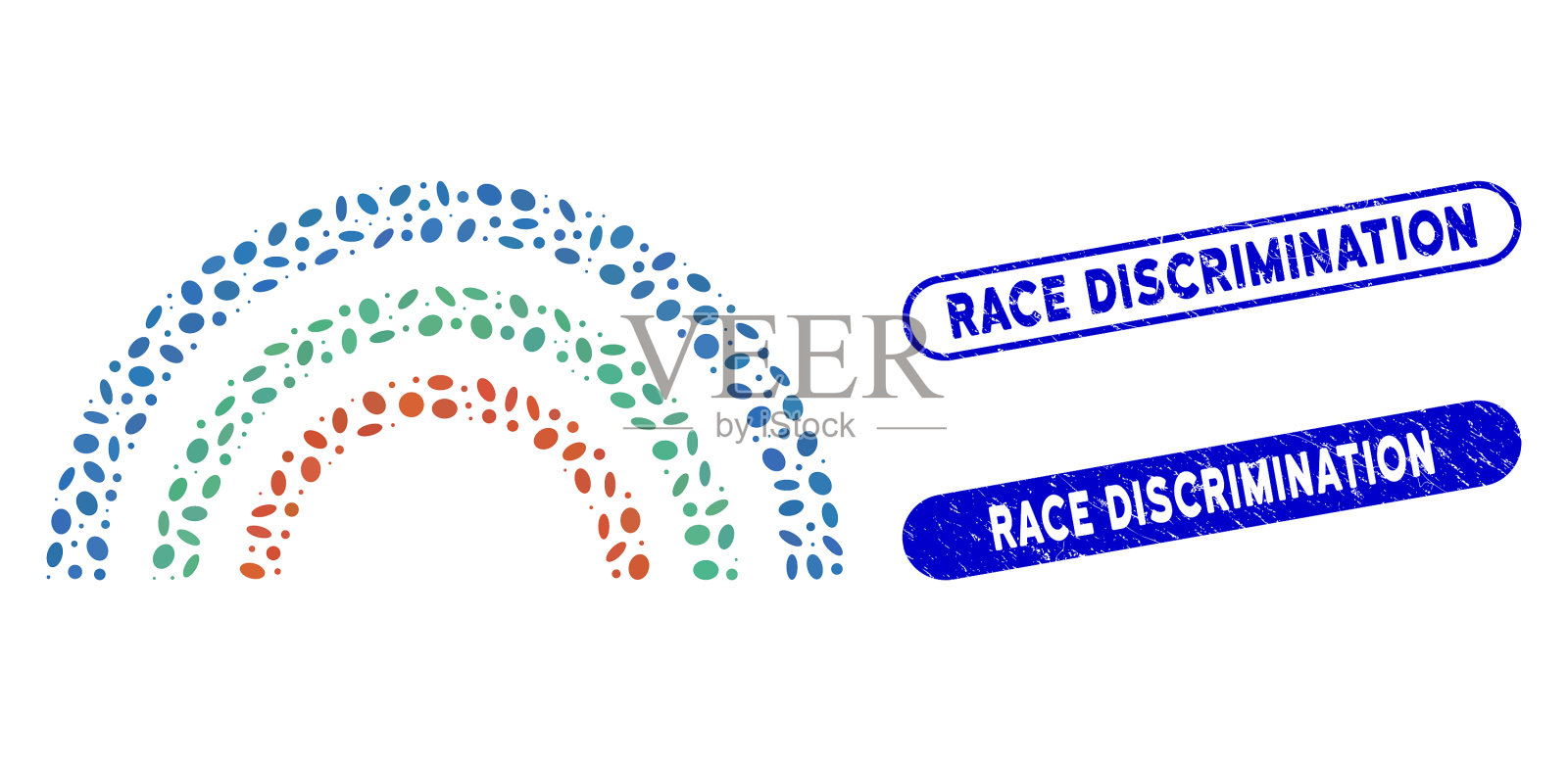 椭圆马赛克颜色弧与危难种族插画图片素材
