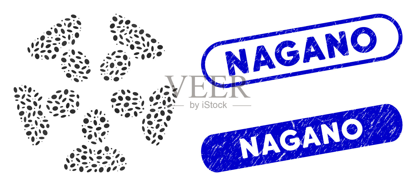 椭圆拼贴团队与纹理长野插画图片素材