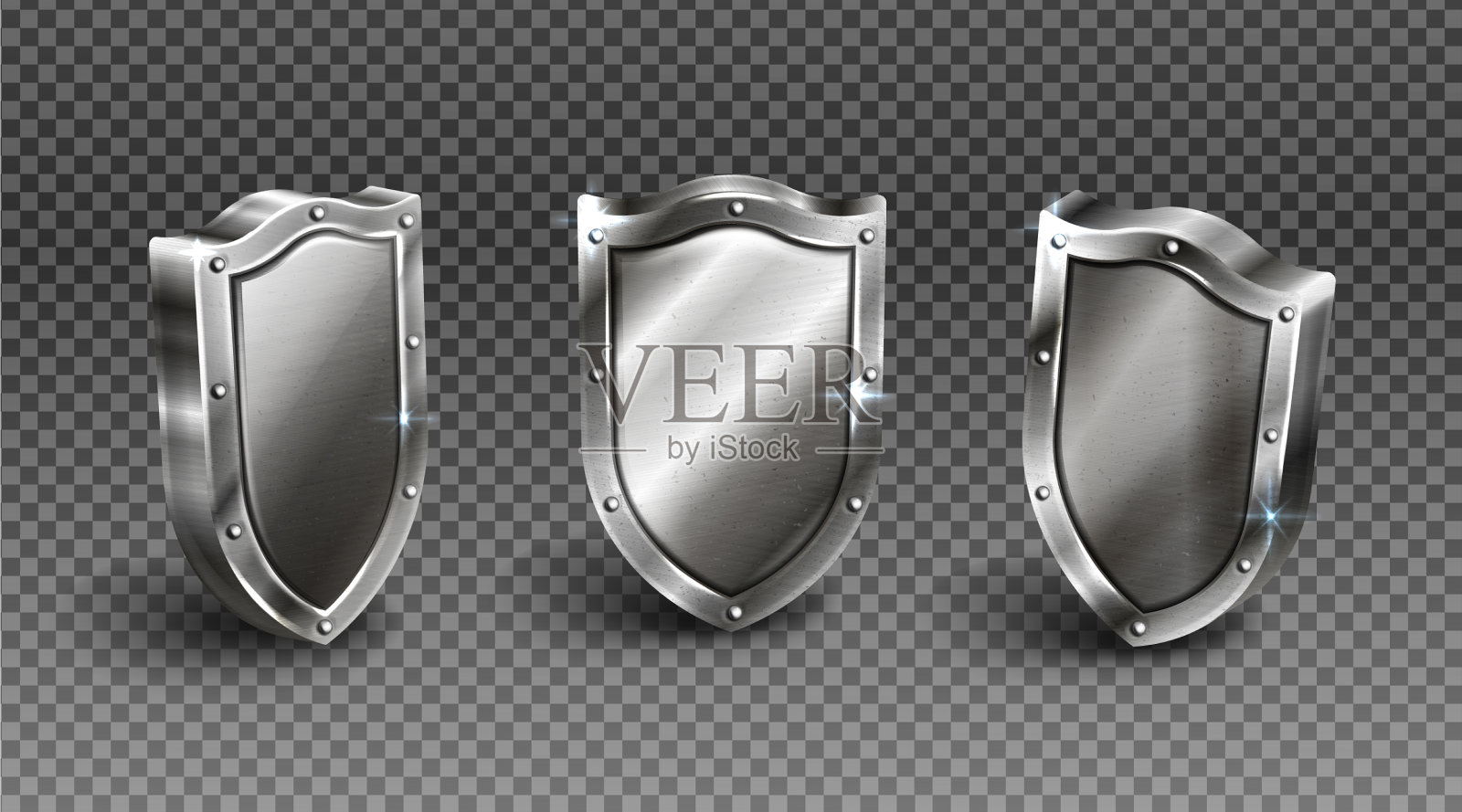 木质盾牌与金属框架中世纪骑士弹药插画图片素材