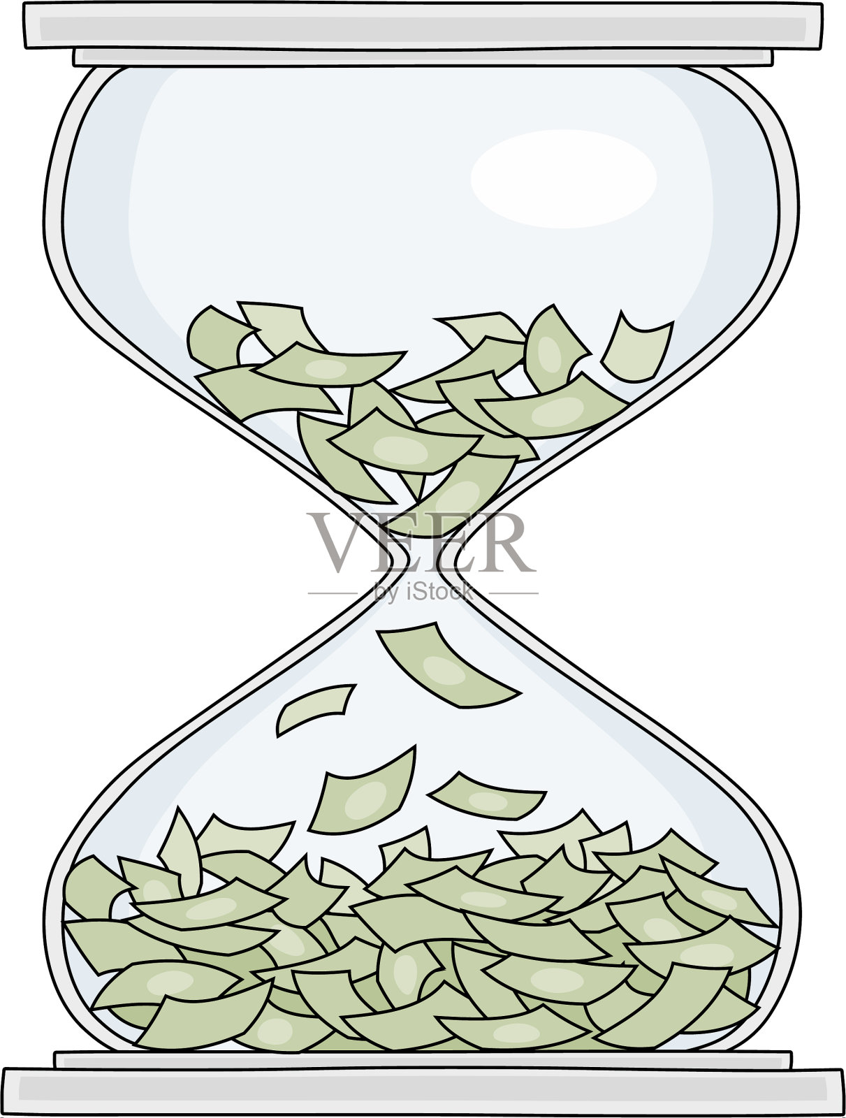 把钱浪费在沙漏上设计元素图片