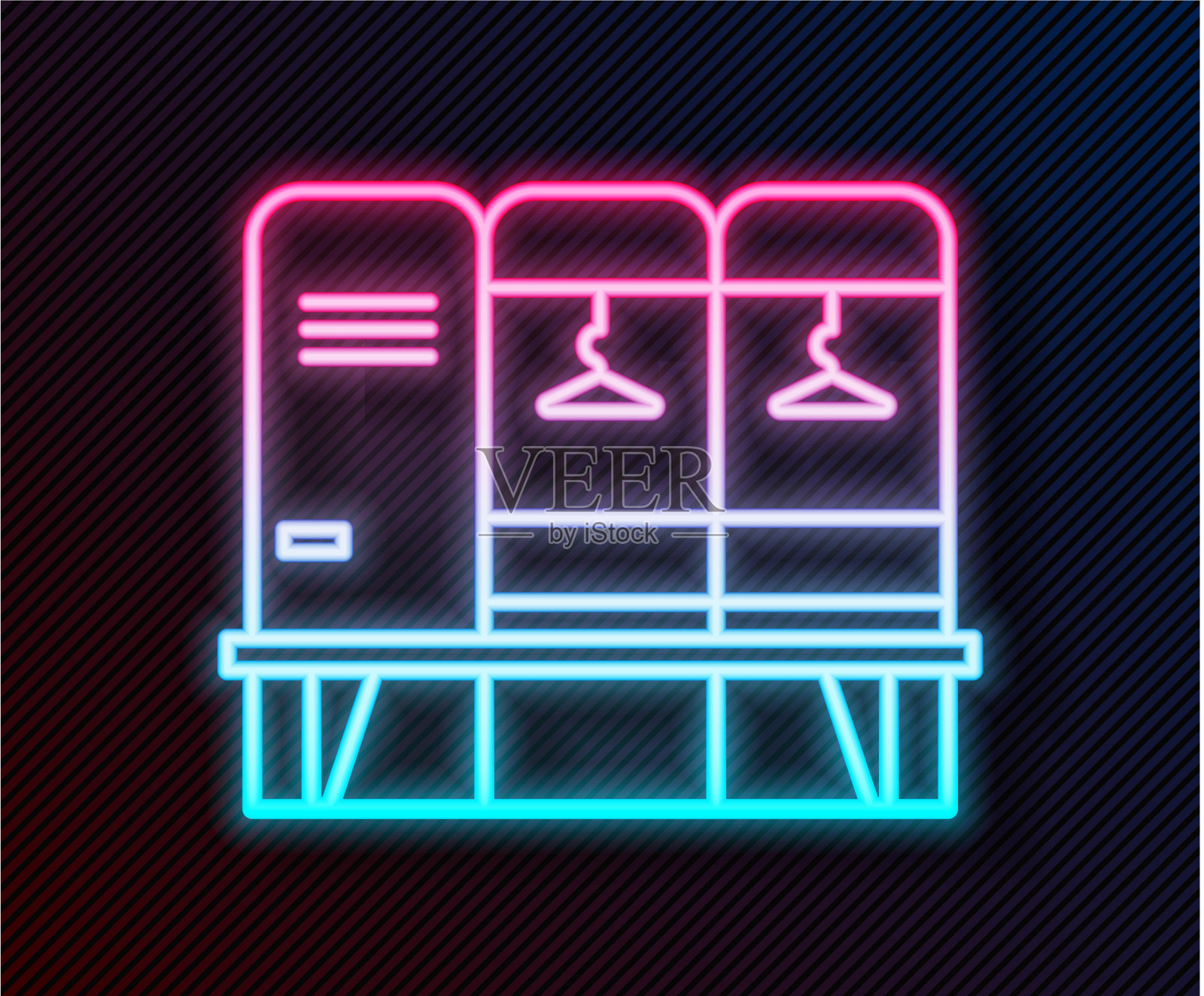 发光的霓虹线更衣室或更衣室插画图片素材