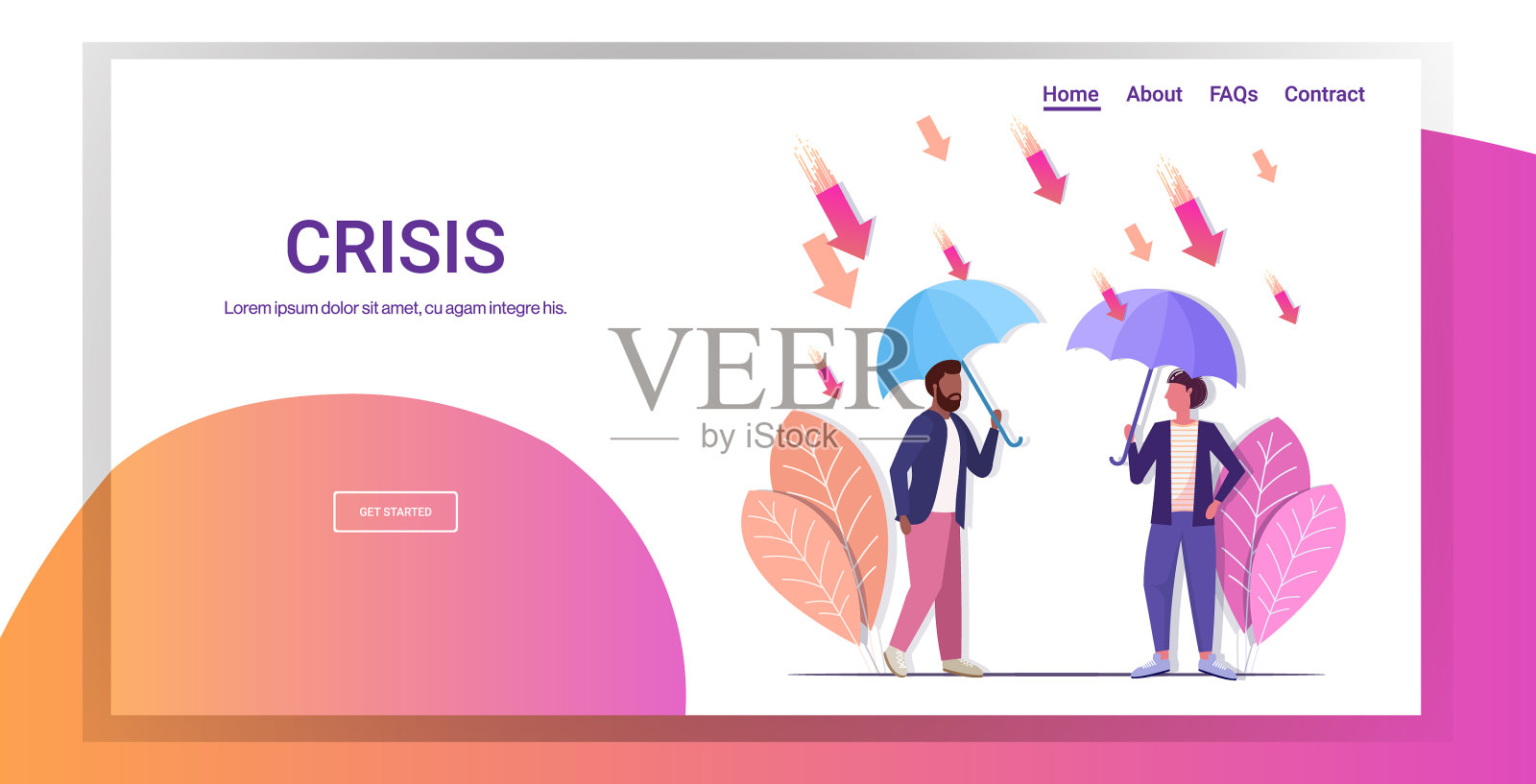 在经济保护伞下混合种族商人插画图片素材