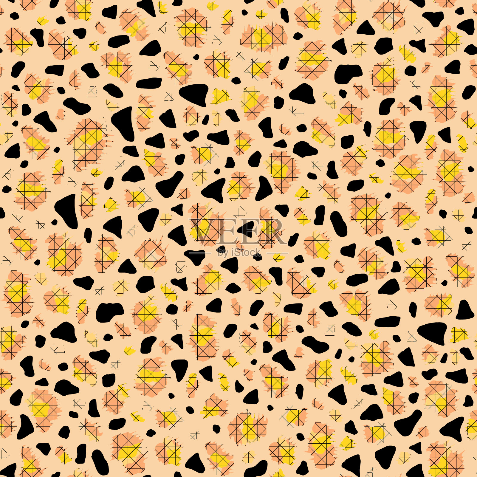 斑点无缝图案，明亮抽象背景与笼插画图片素材