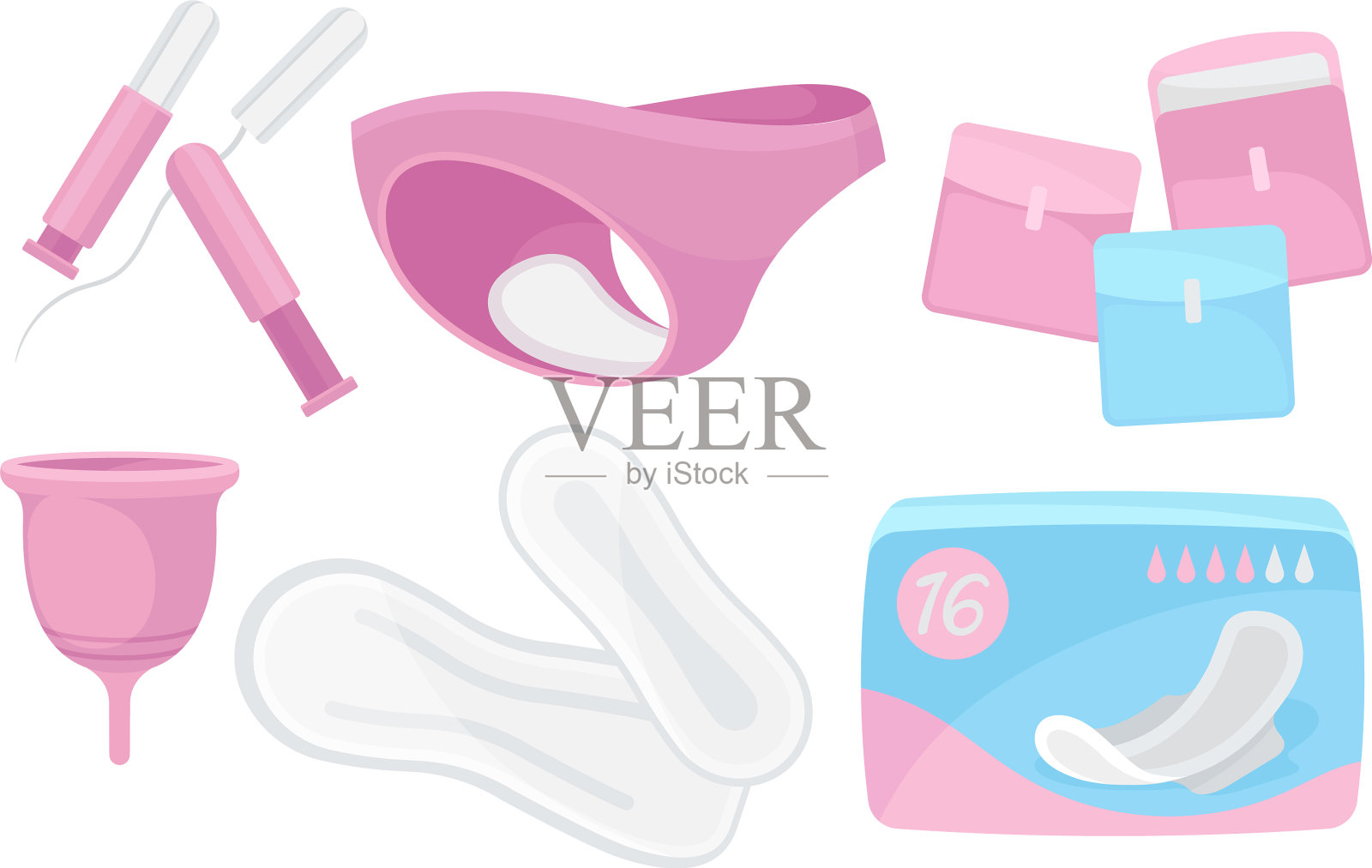 亲密的妇女卫生用卫生巾和插画图片素材