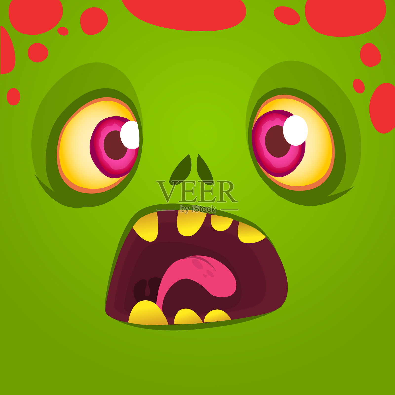卡通怪兽脸万圣节震惊怪兽插画图片素材