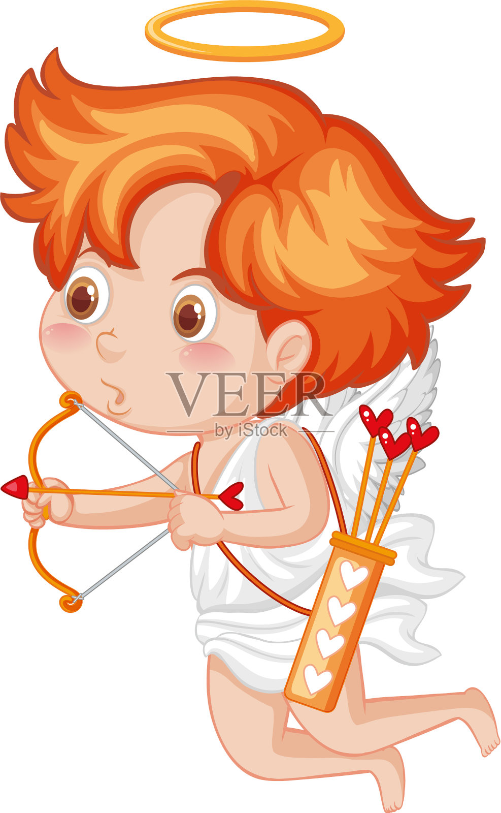 情人节主题与丘比特和心箭设计元素图片