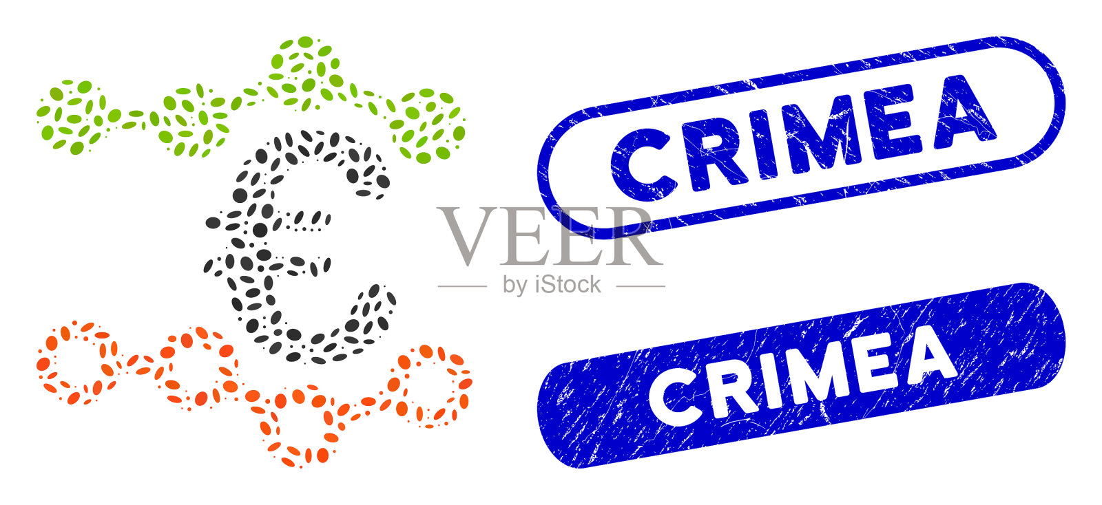 椭圆形马赛克趋势与划痕克里米亚插画图片素材