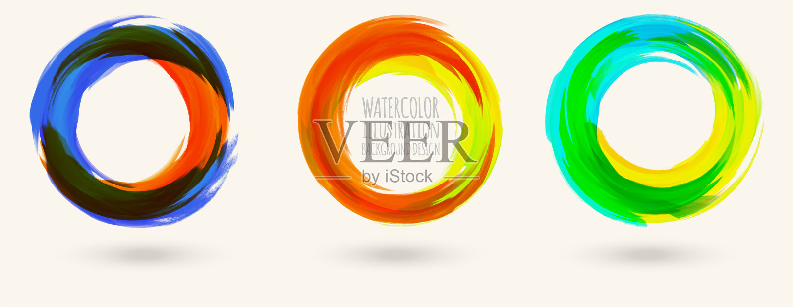 水彩圆形纹理设置圆形元素图标素材